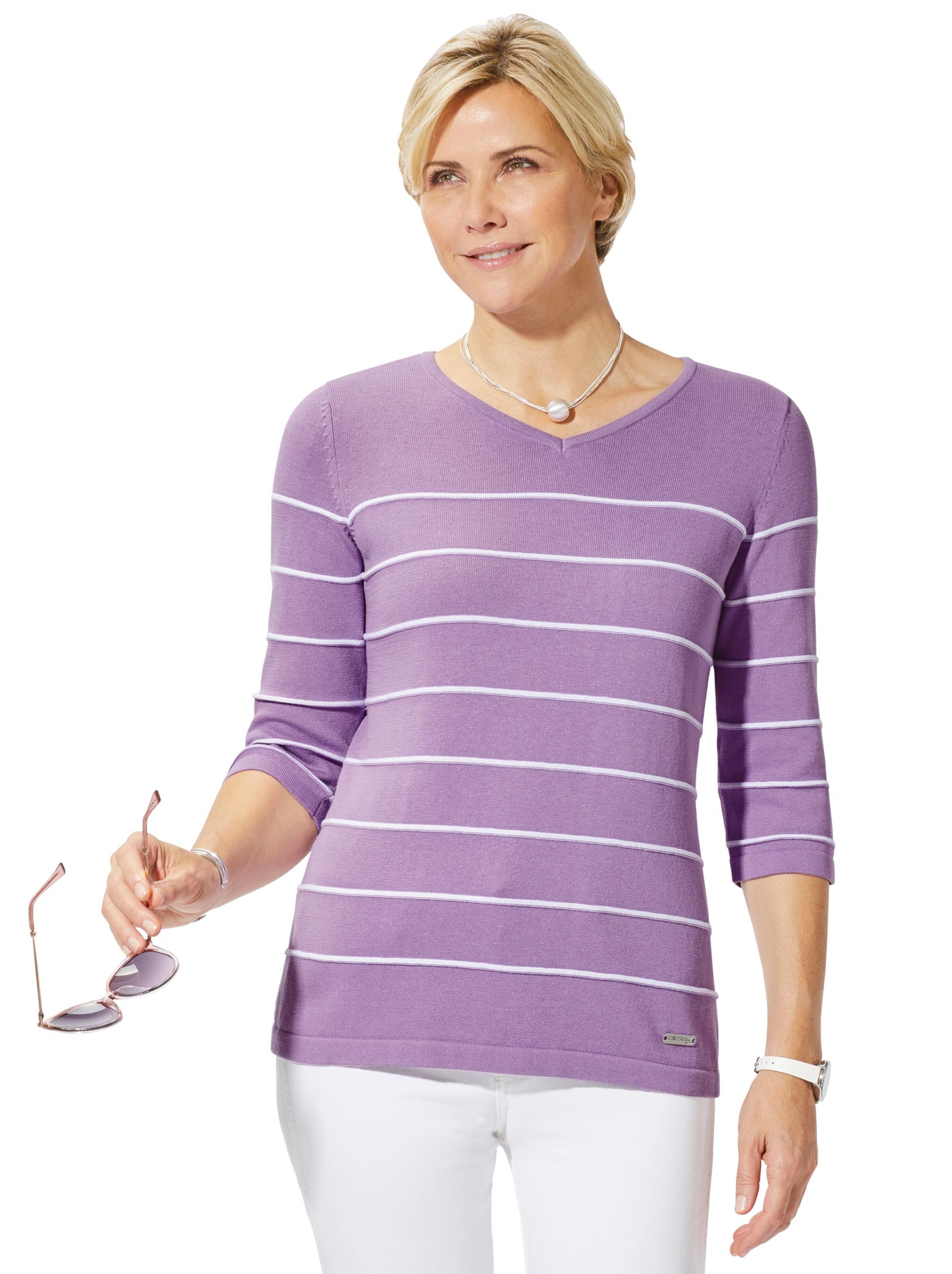 Pullover - flieder-geringelt