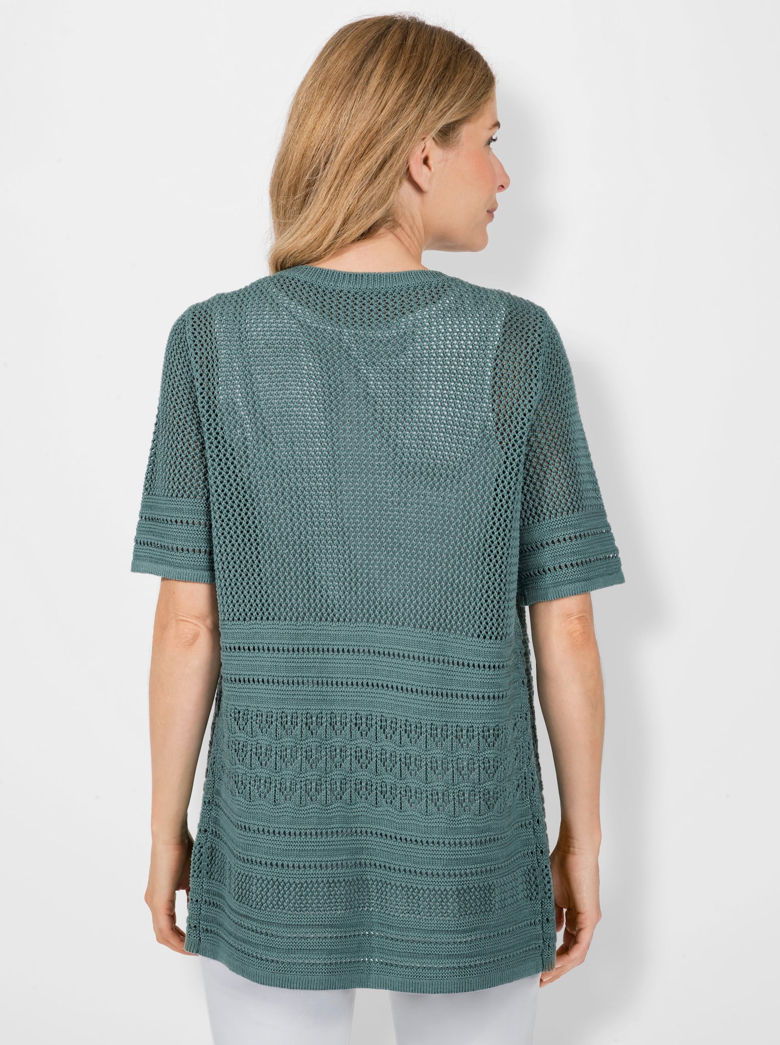 Strickjacke in Ajourstrick - jade