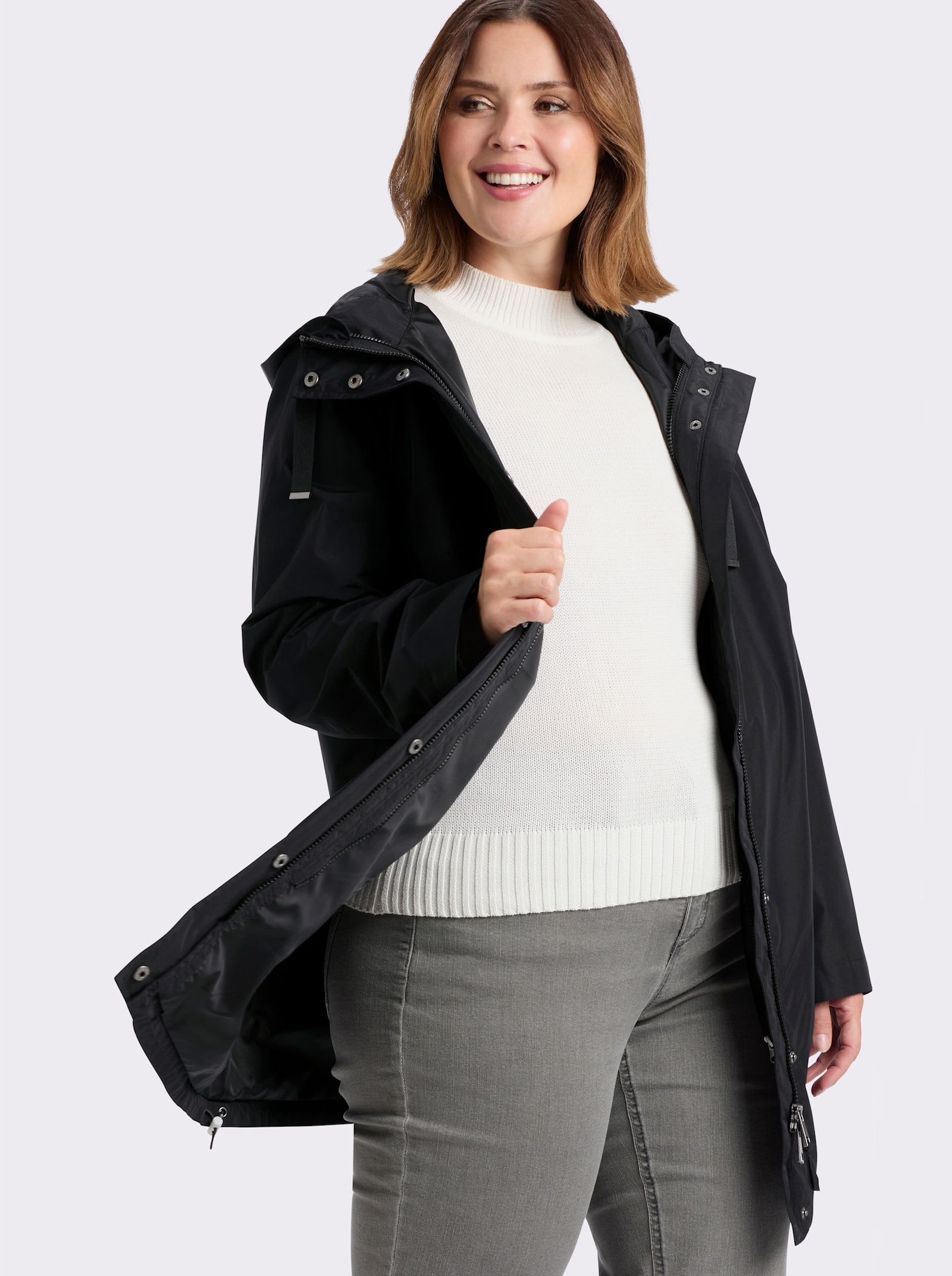 sheego 3-in-1-Funktionsjacke als Jacke oder Weste tragbar - schwarz
