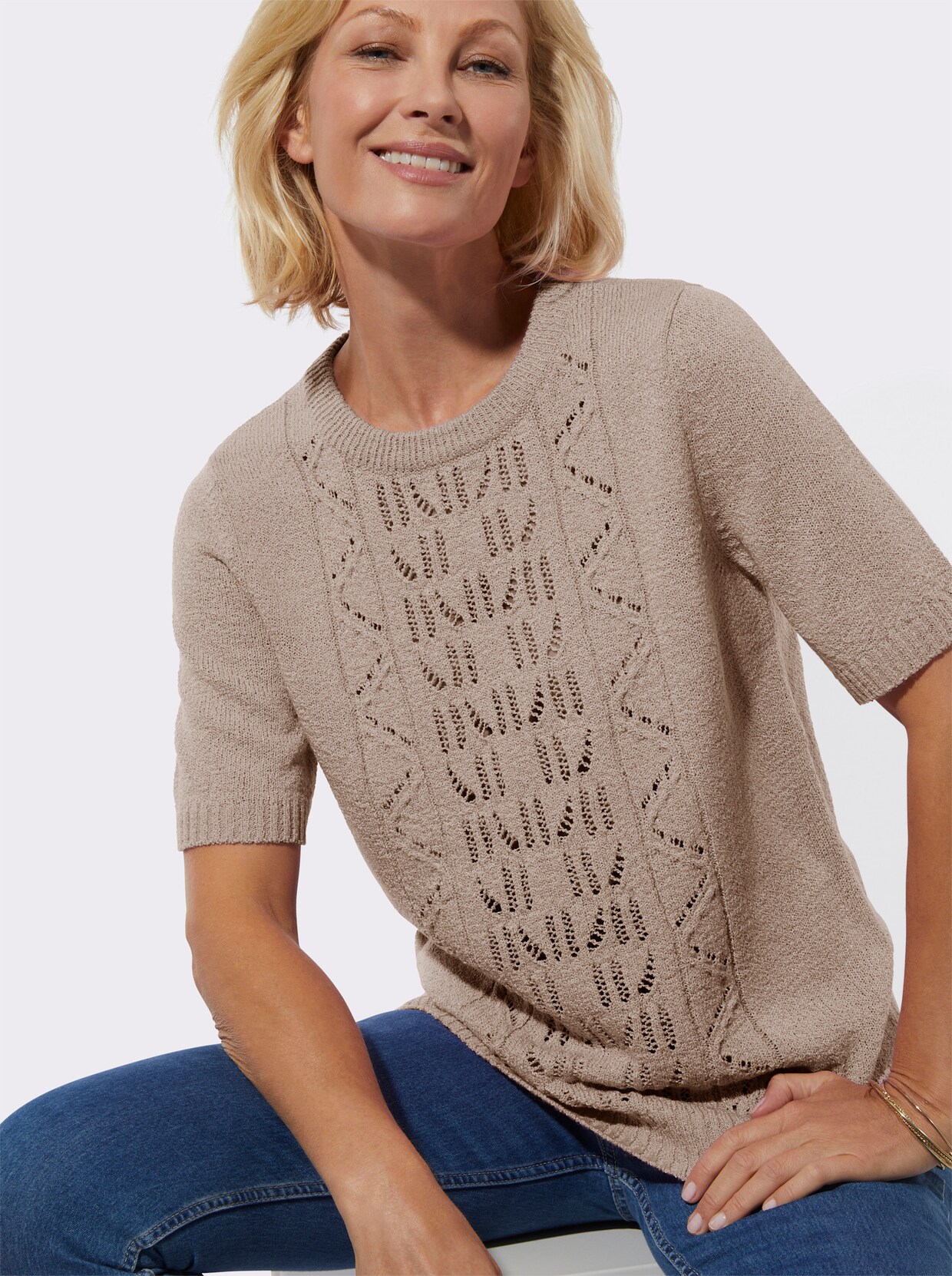Ajourpullover - sesam