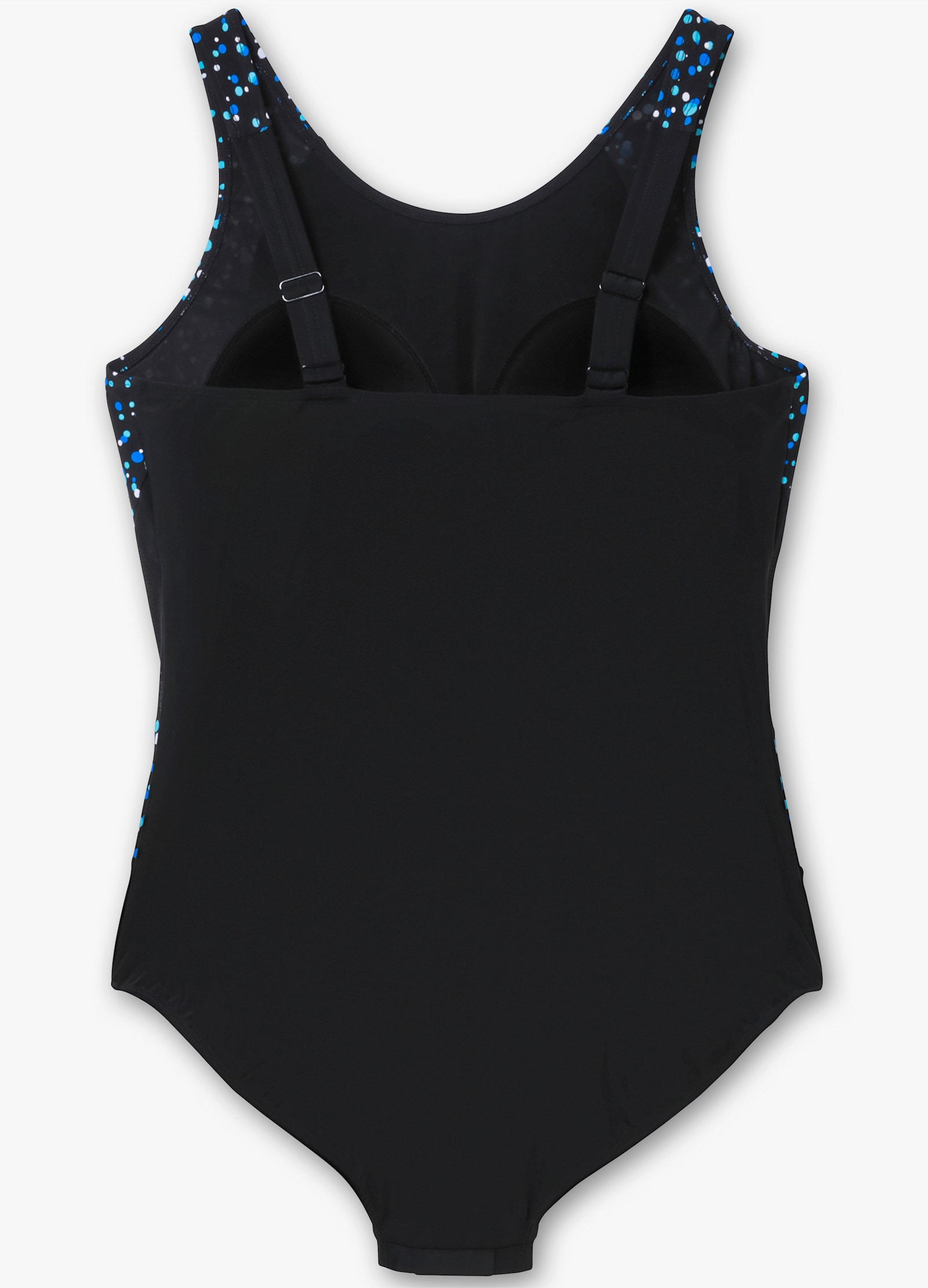 sheego Badeanzug mit Mesh-Einsatz - schwarz-bedruckt