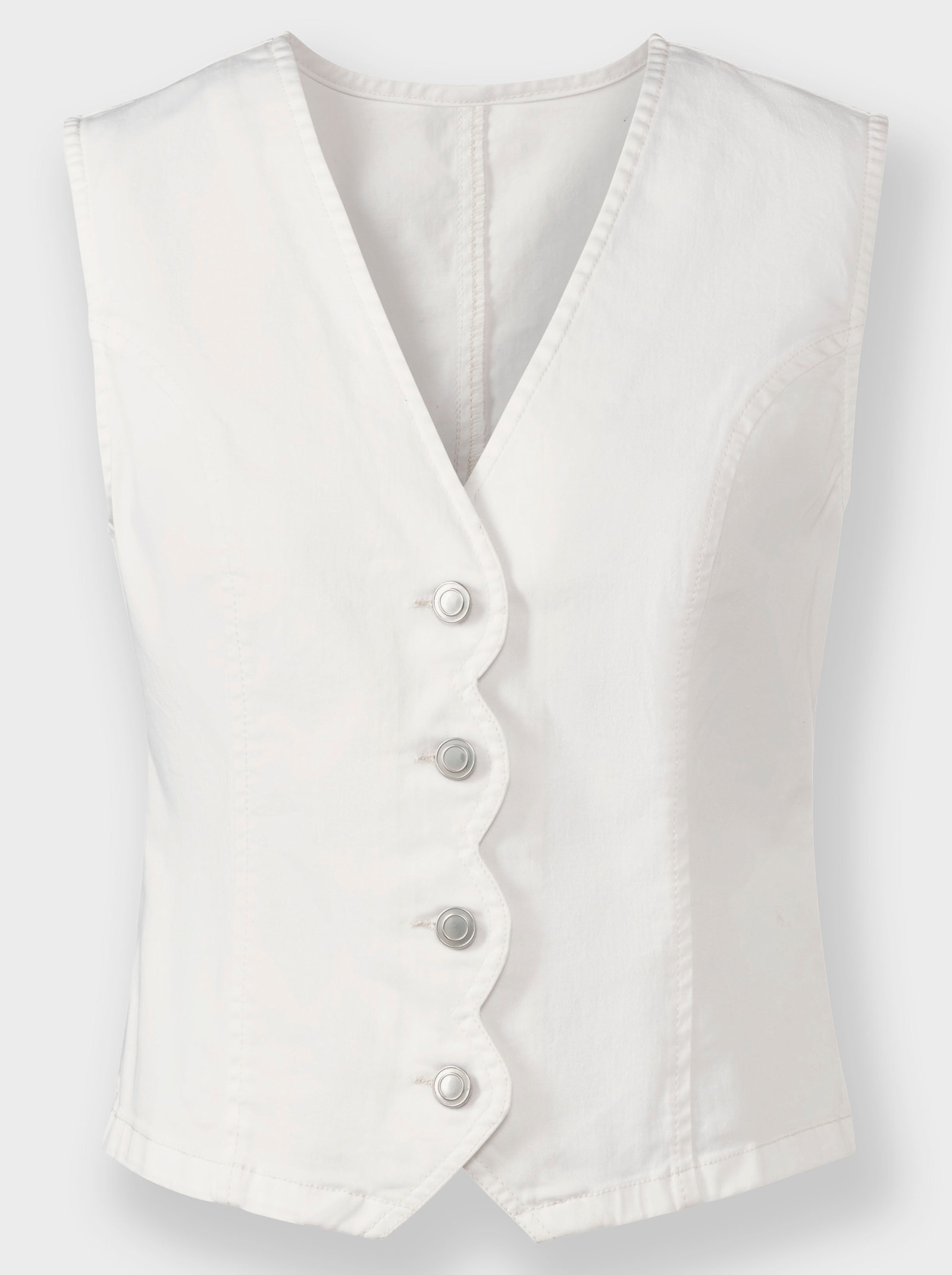 Jeansweste mit Wellenkante - ecru