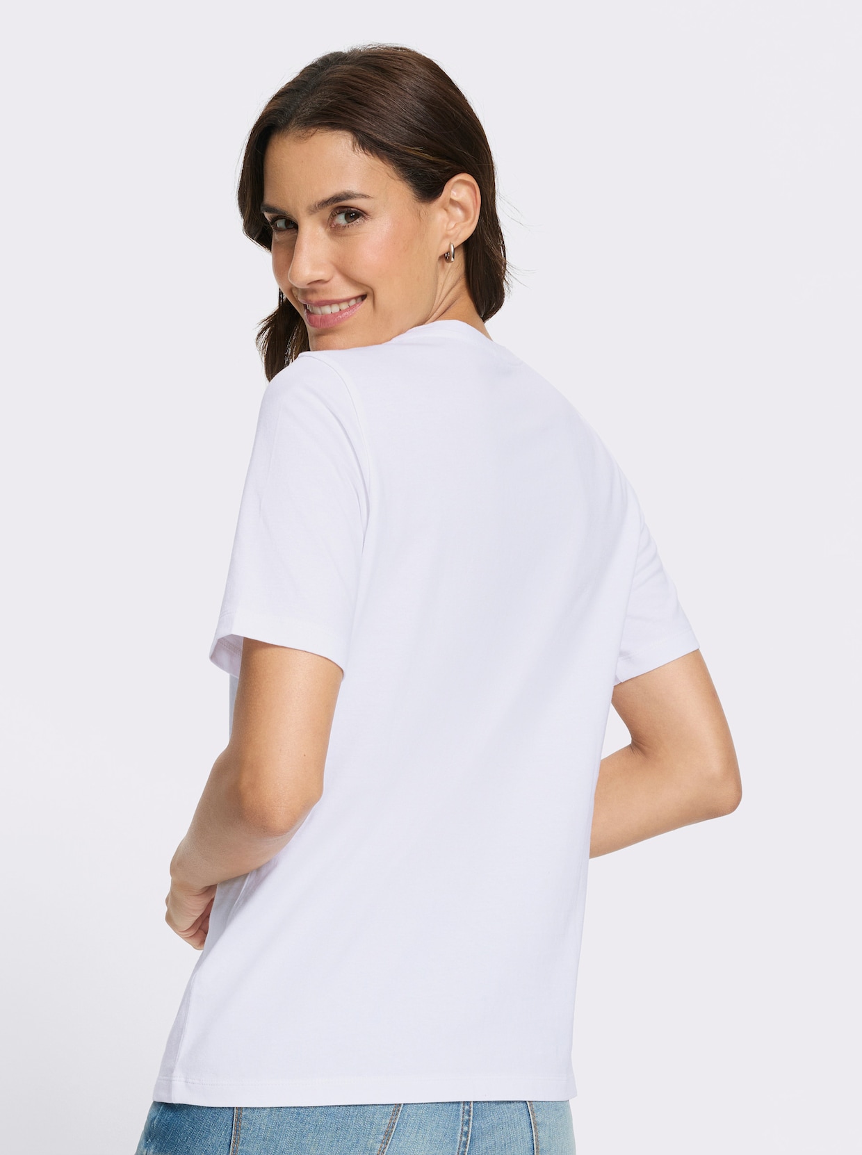 Kurzarmshirt - weiß-bleu-bedruckt