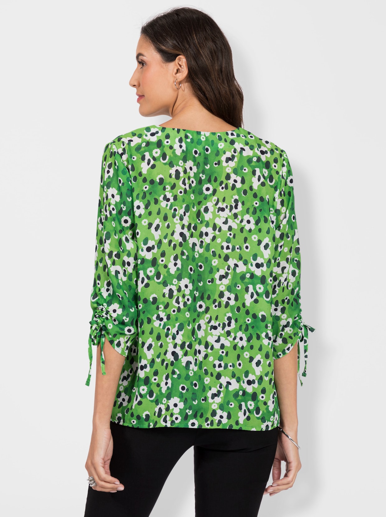 Blouse - appelgroen bedrukt