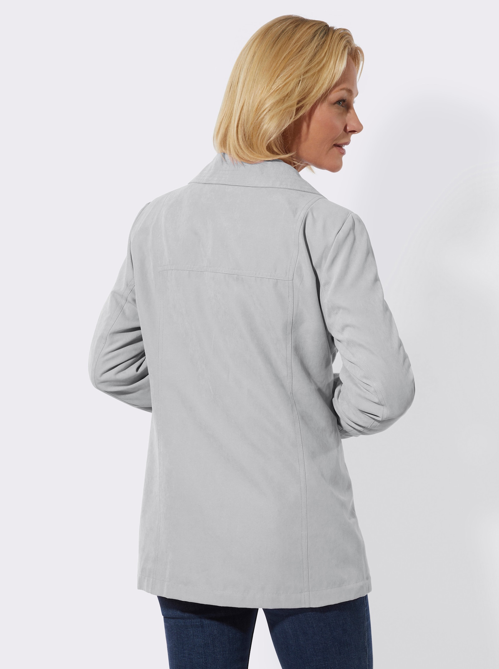 Übergangsjacke in Veloursleder-Optik - hellgrau