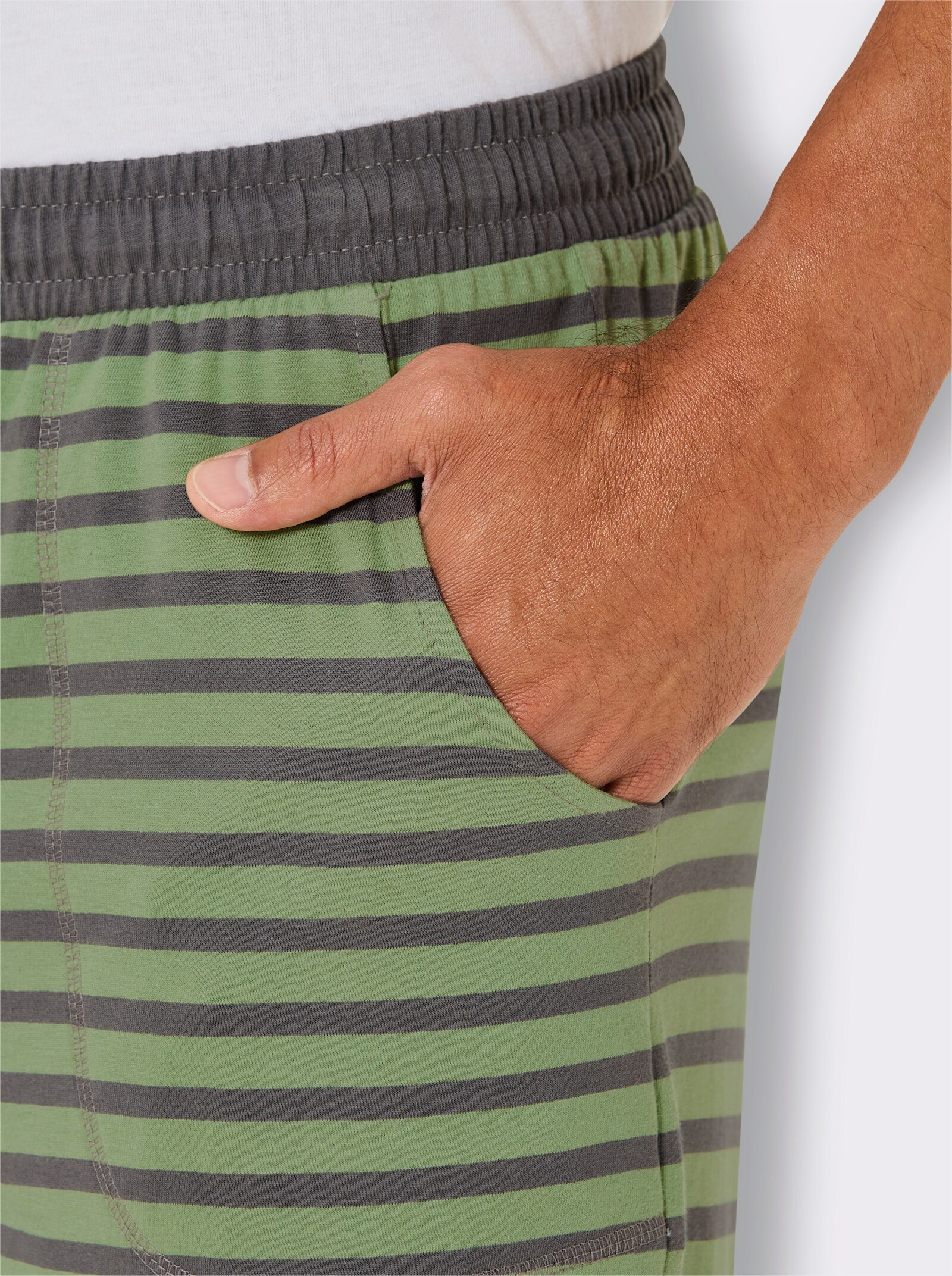 wäschepur men Hose kurz - eucalyptus-anthrazit-gestreift