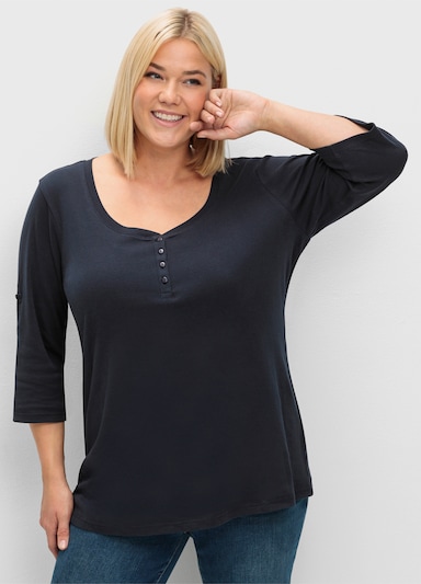 sheego 3/4-Arm-Shirt - tiefblau