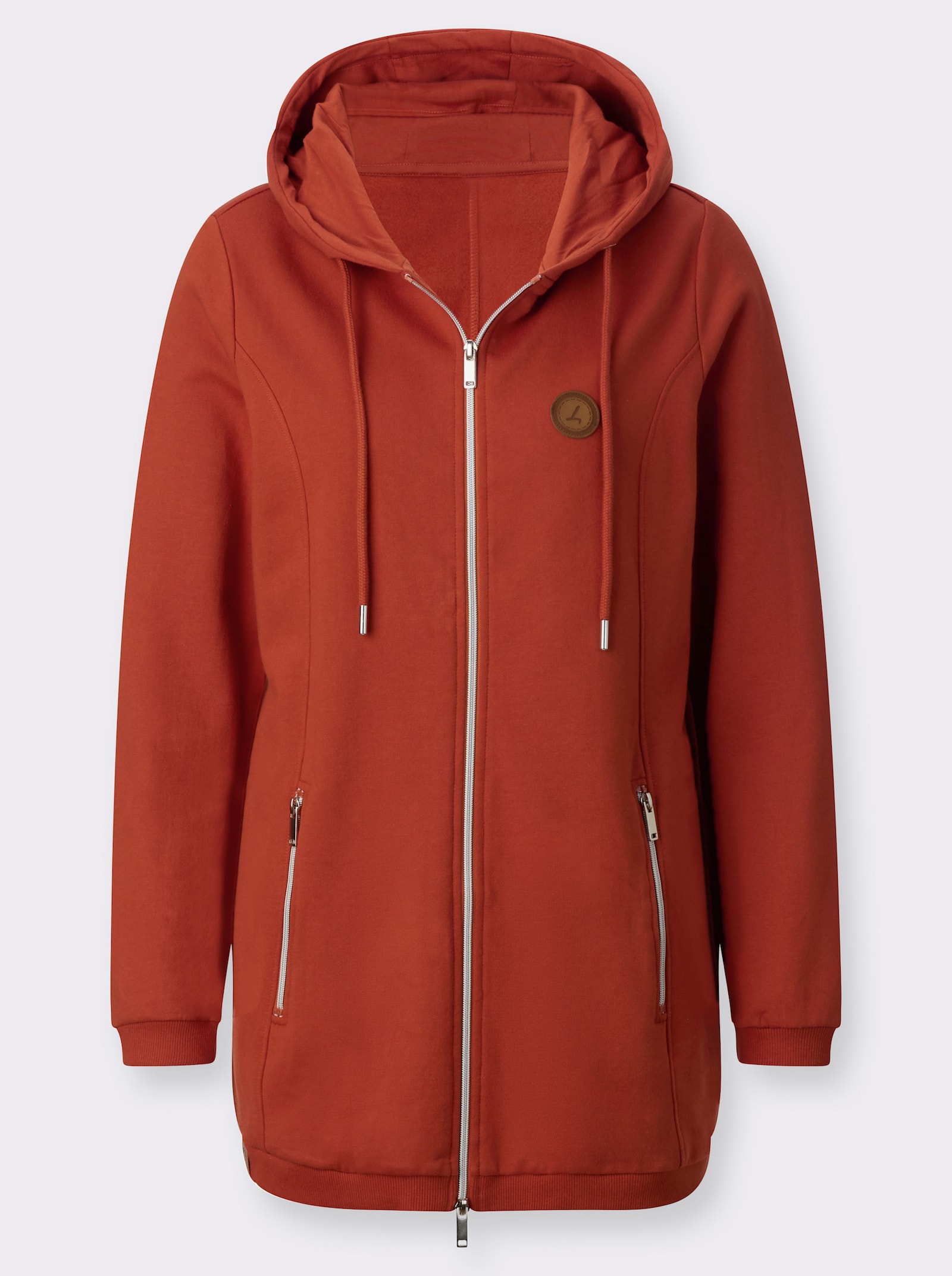 Mikina z měkce zdrsněného materiálu - rezavá