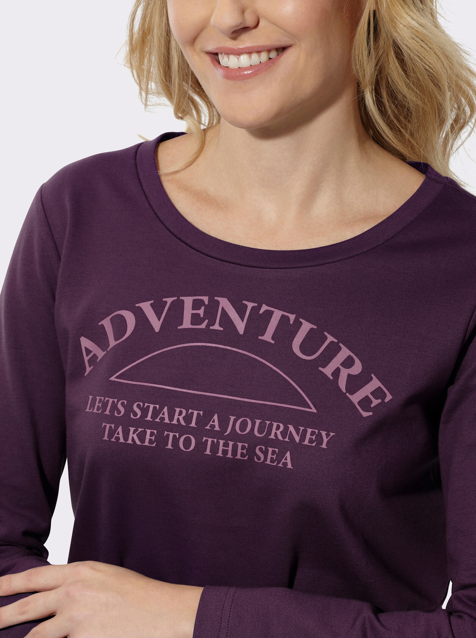 Sweatshirt mit platziertem Schriftzug - aubergine-violett