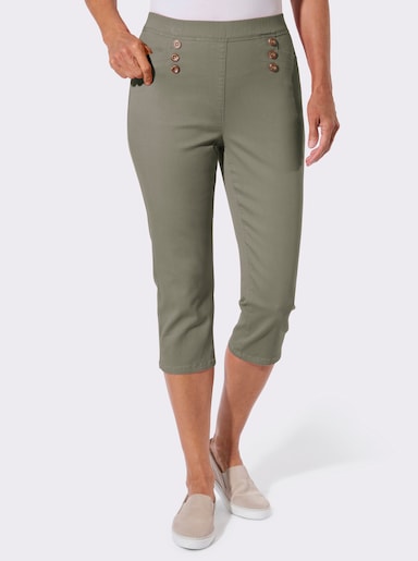 Caprijeans in Baumwoll-Stretch-Qualität - khaki