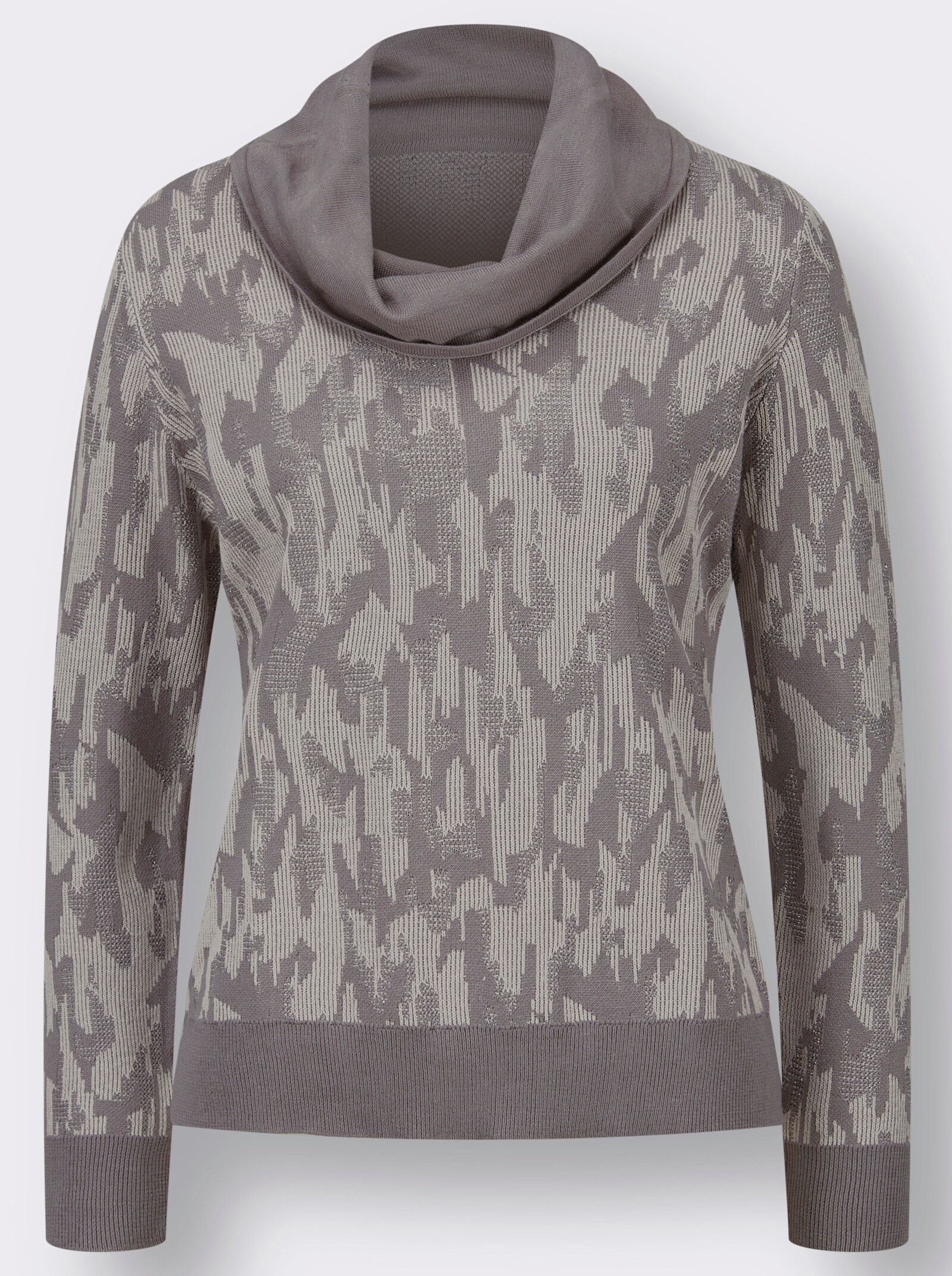 Jacquard-Pullover mit Effektgarn, gemustert - hellgrau-grau-gemustert