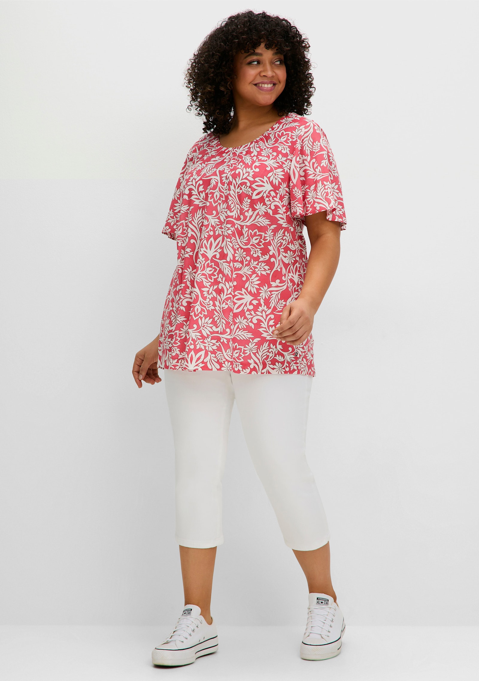 sheego Tunika mit Blätterprint - hummer-gemustert