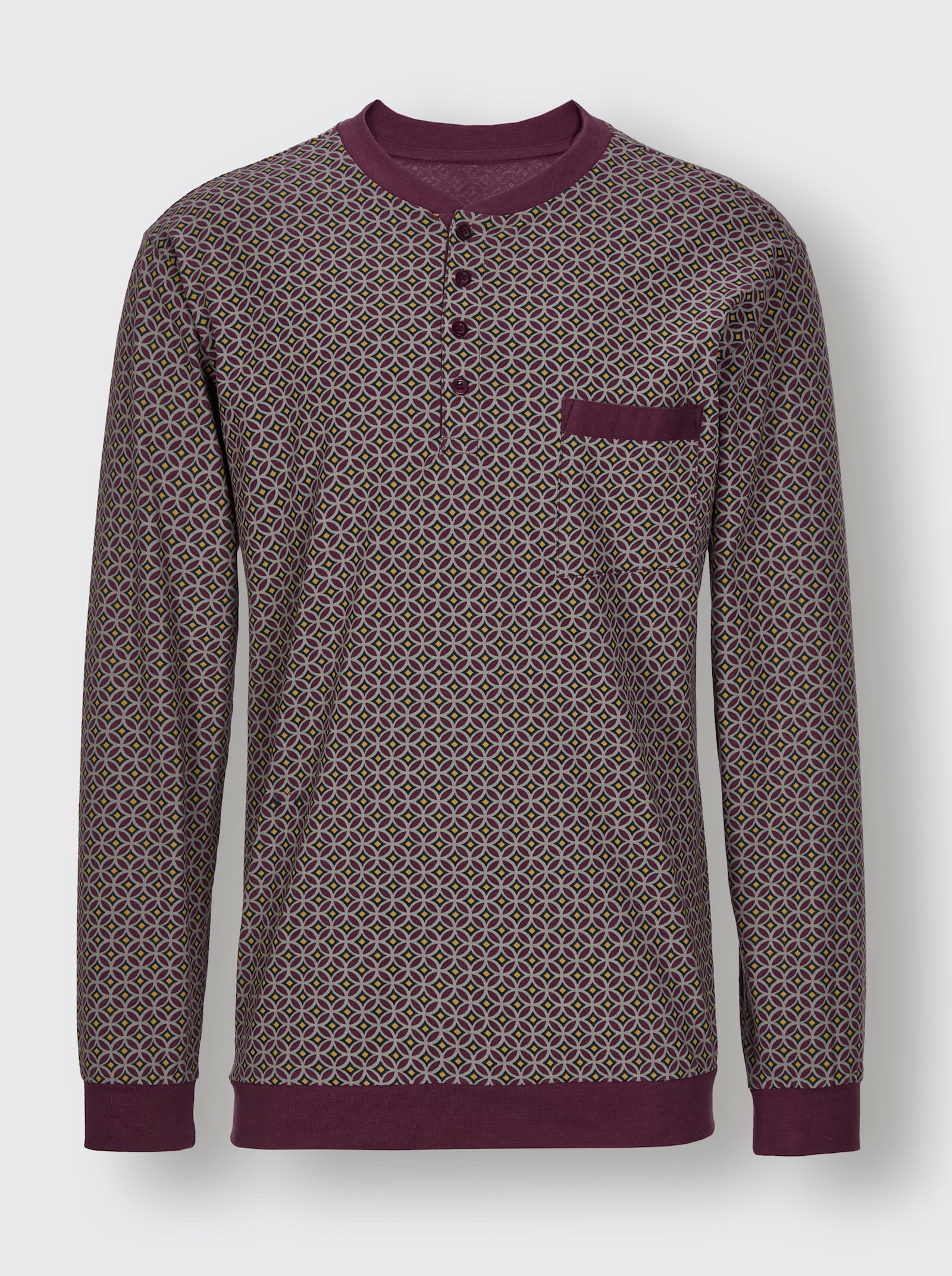 wäschepur men Schlafanzug - burgund-steingrau-bedruckt