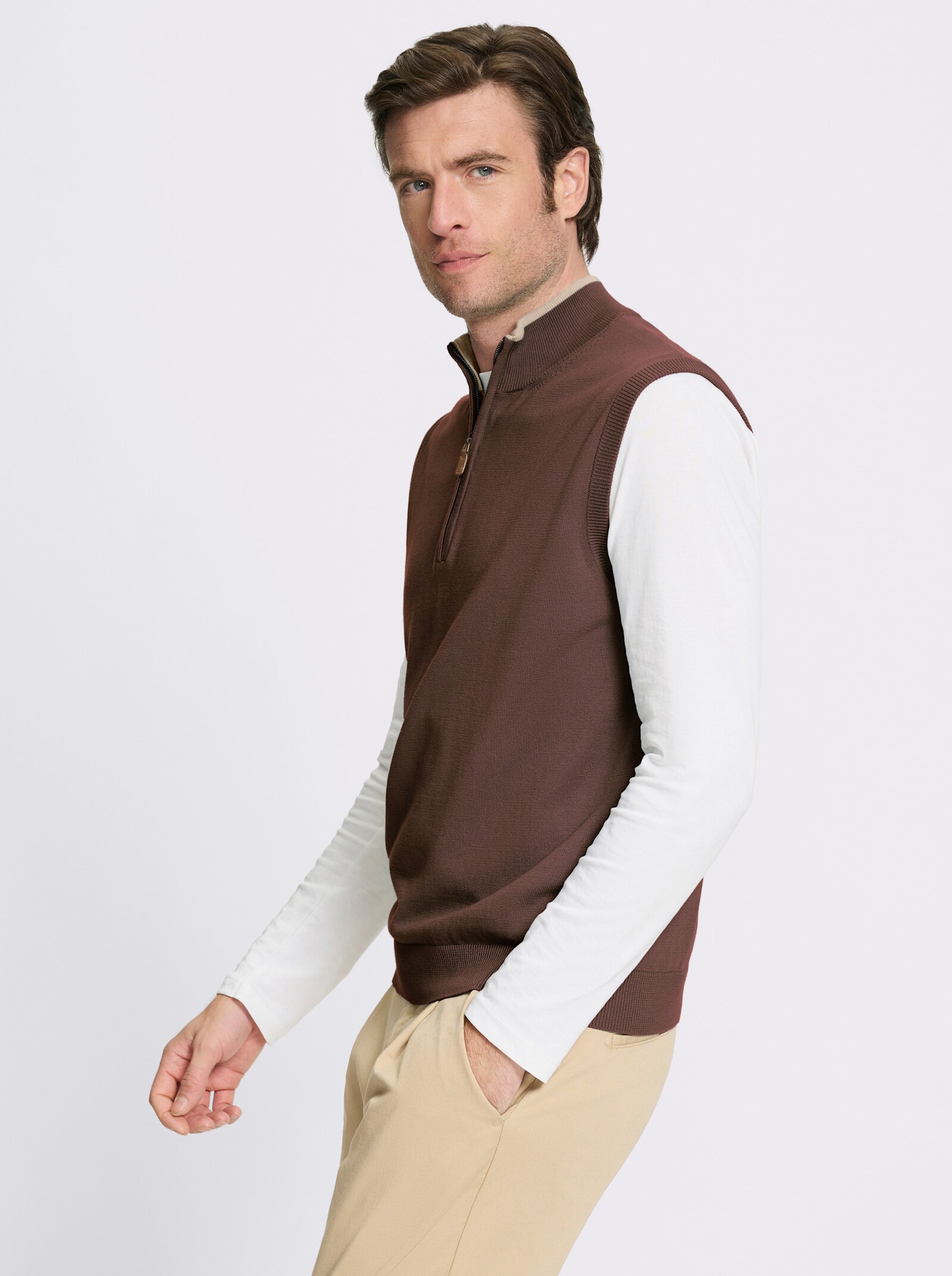 Catamaran Pullunder mit Stehkragen und Reißverschluss - schoko