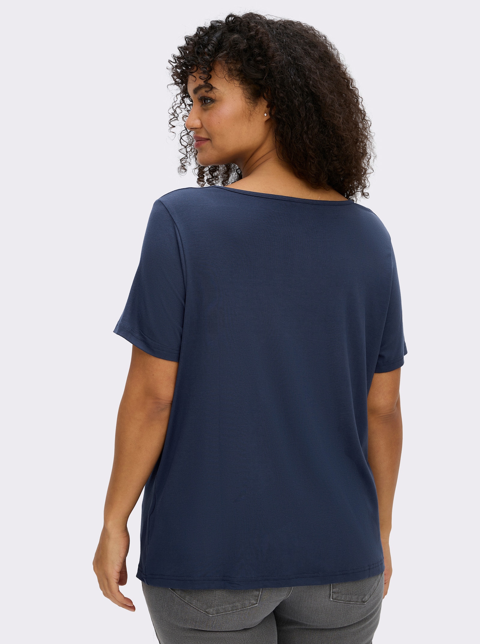 Wasserfallshirt mit kurzen Ärmeln - marine