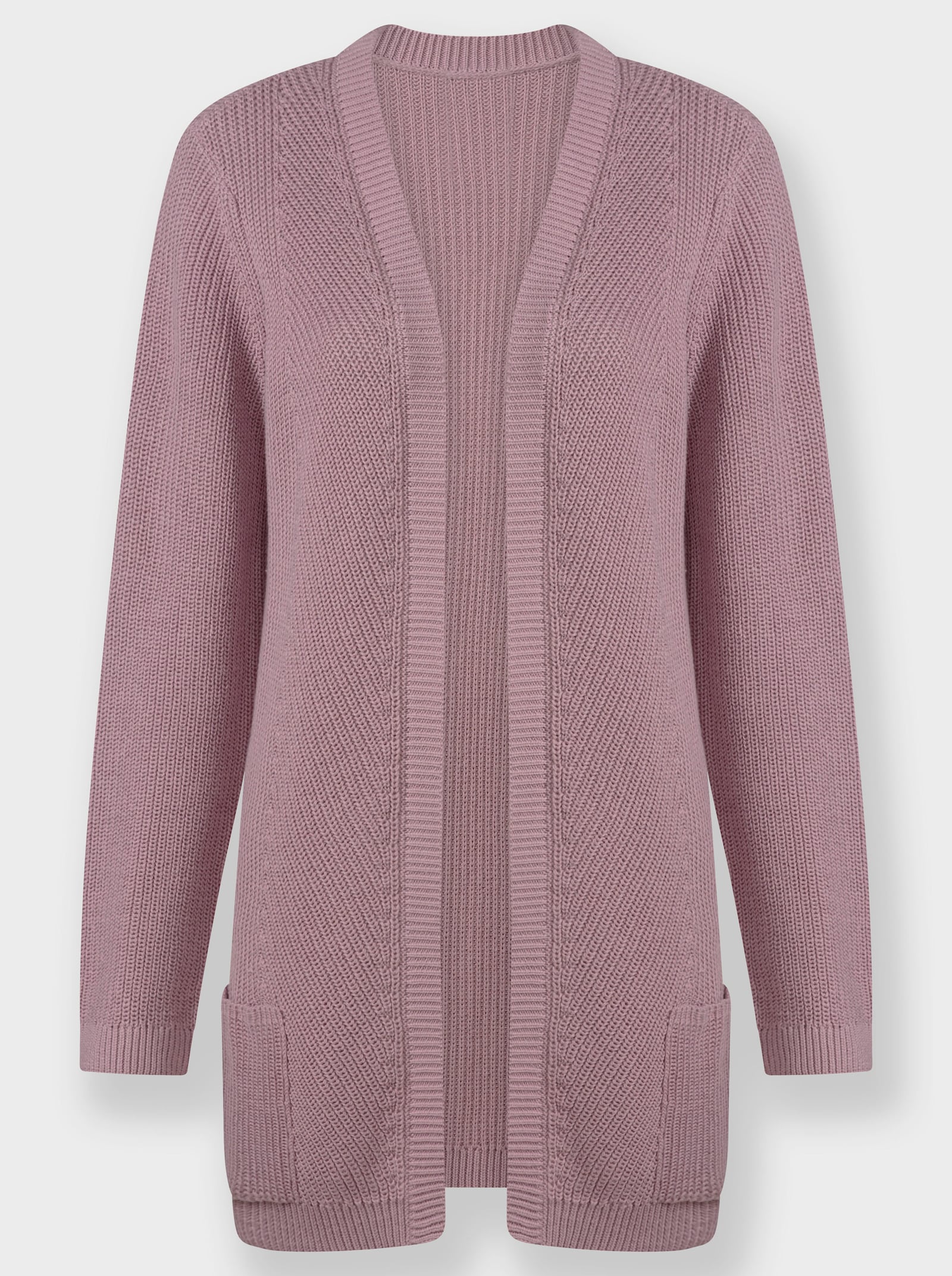 Pletený kabátek delšího střihu - slézová-melír