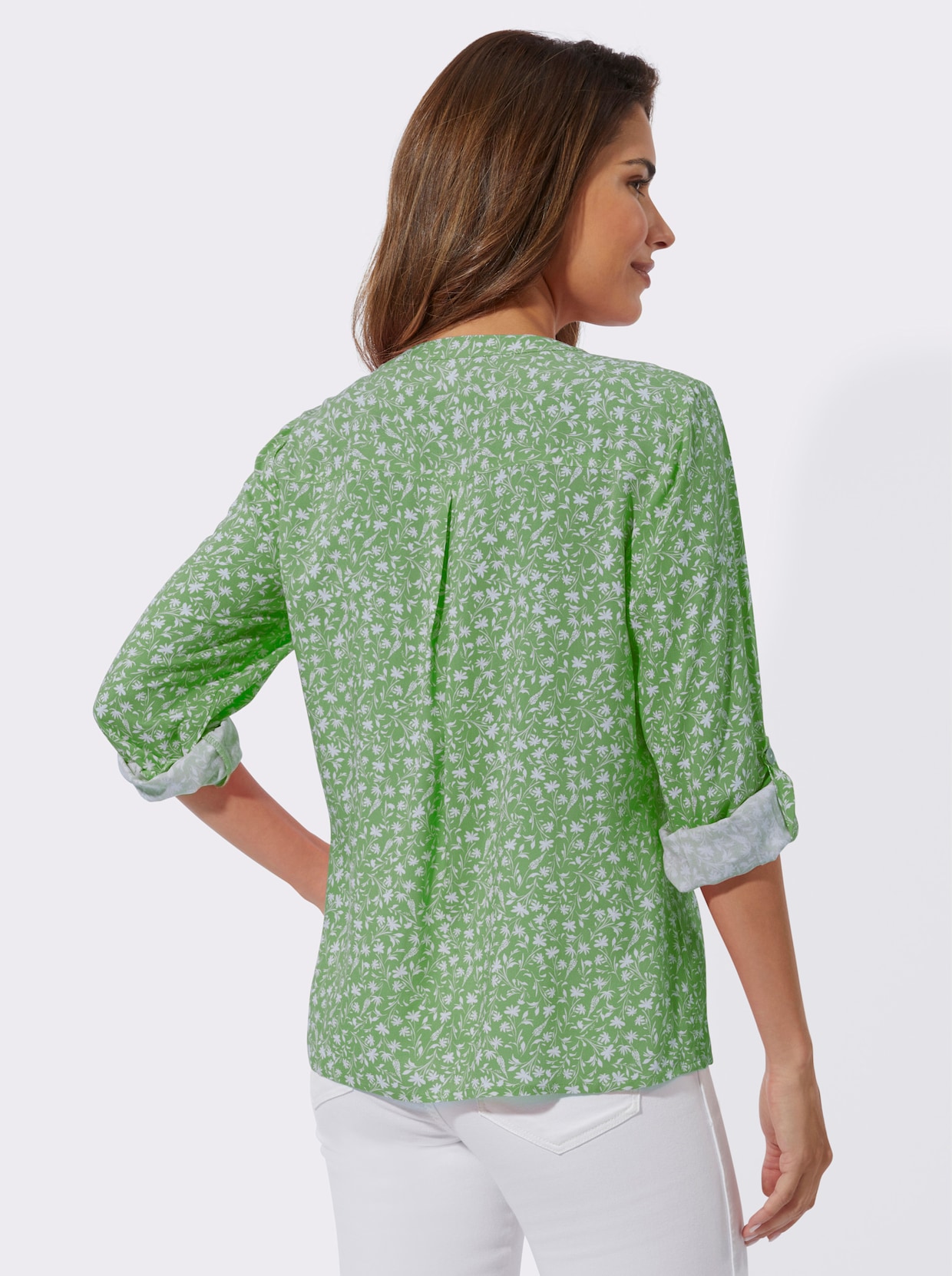 Blouse met lange mouwen - appelgroen/wit bedrukt