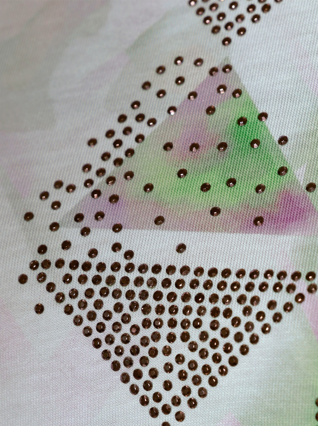 Rundhalsshirt - ecru-pistazie-bedruckt