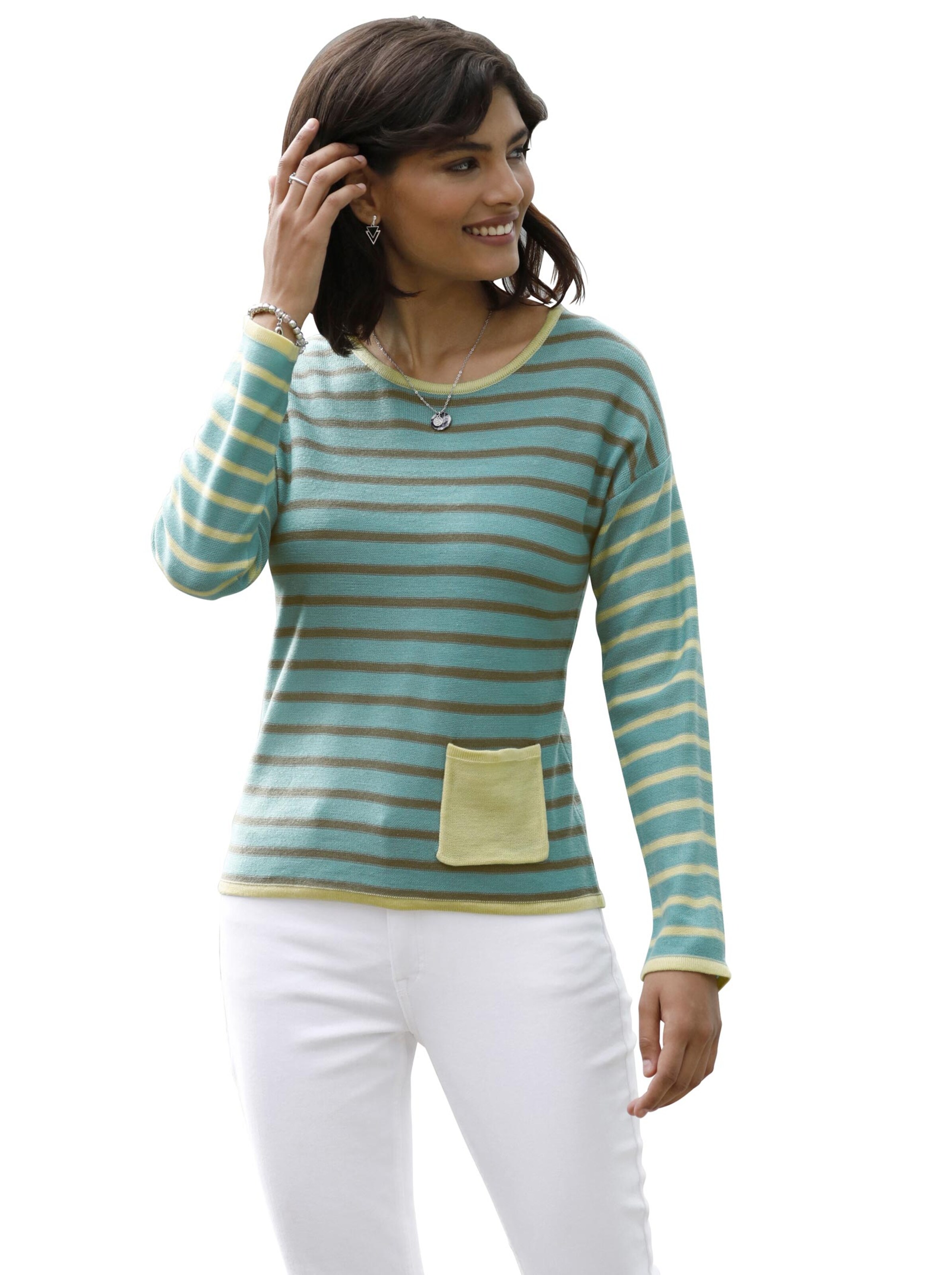 Pullover - pistazie-geringelt