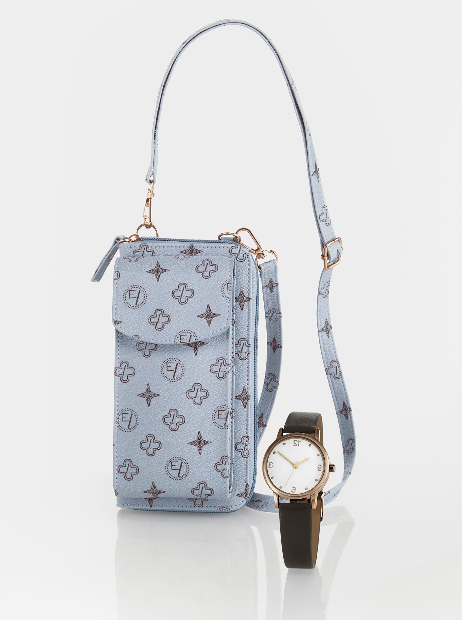 Telefoontasje + horloge - bleu
