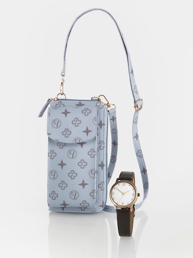 Telefoontasje + horloge - bleu