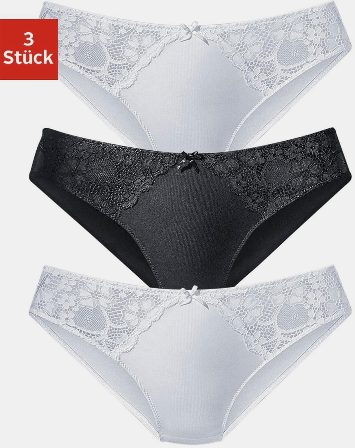 petite fleur Slip - 2xweiß+1xschwarz