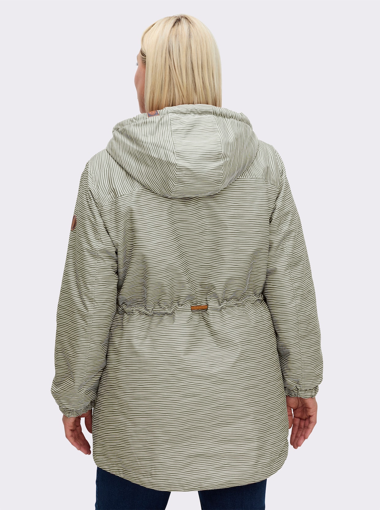 Jacke wind- und wasserabweisend - khaki-weiß-geringelt