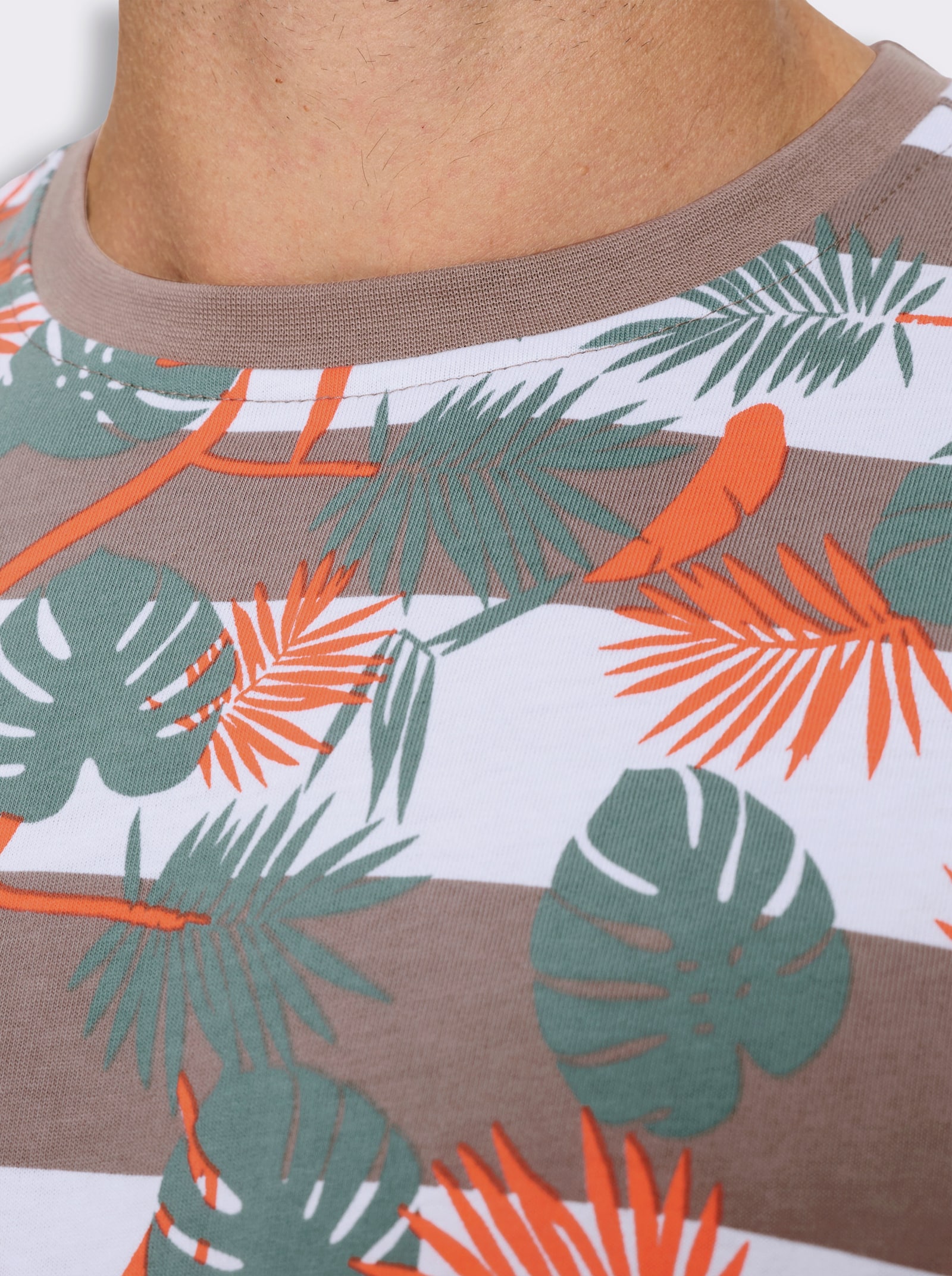 Marco Donati Kurzarmshirt mit Mustermix allover - taupe-bedruckt