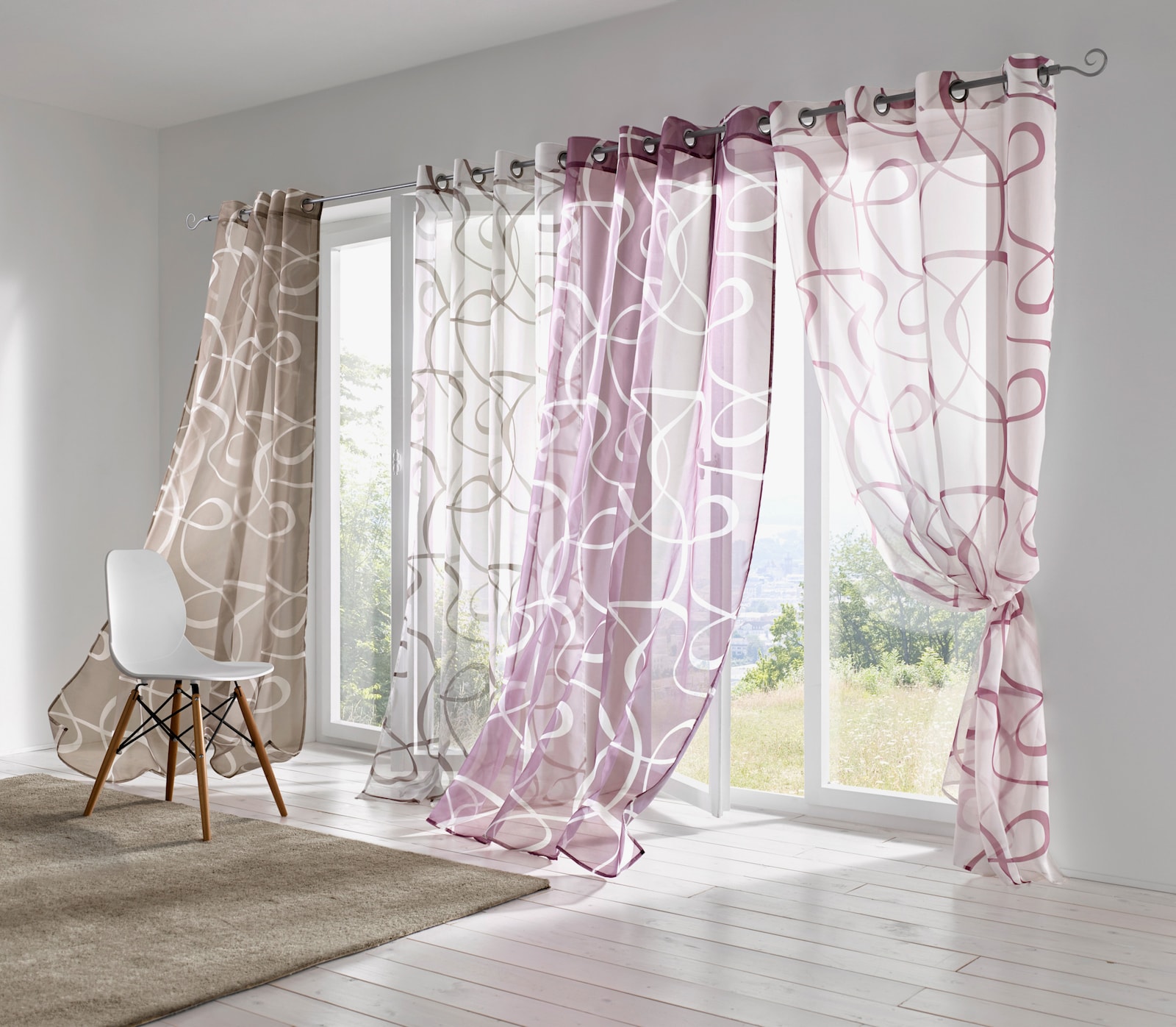 heine home Decoratieve vitrage - wit/taupe