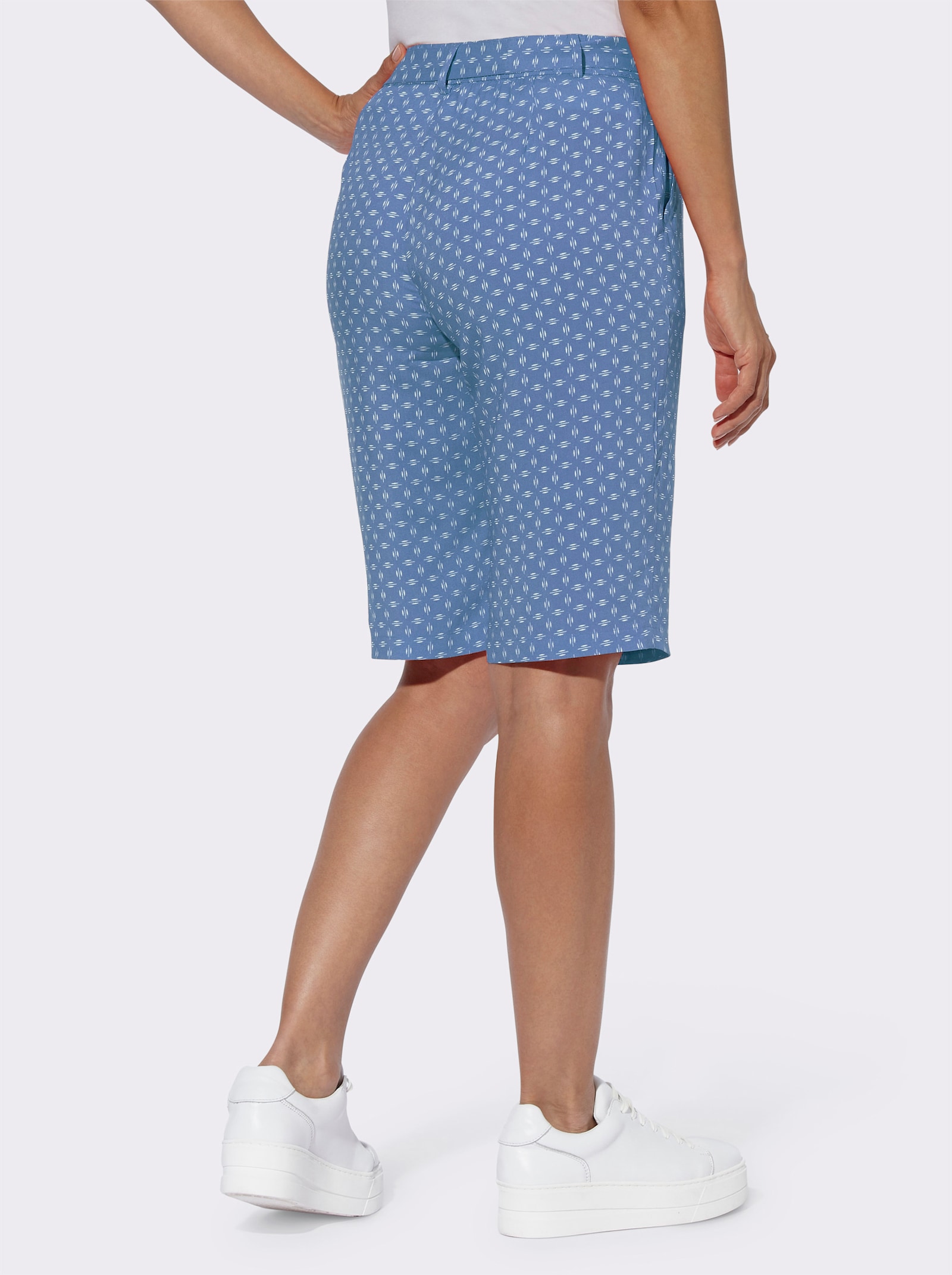 Bermudas mit Bindeband - mittelblau-weiß-bedruckt