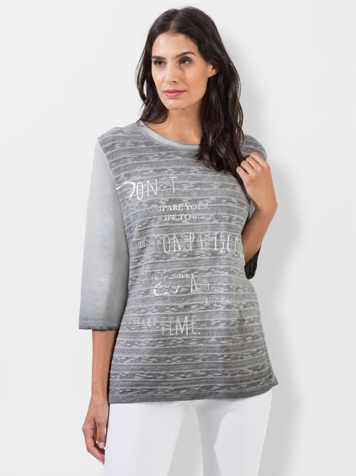 Rundhalsshirt - steingrau
