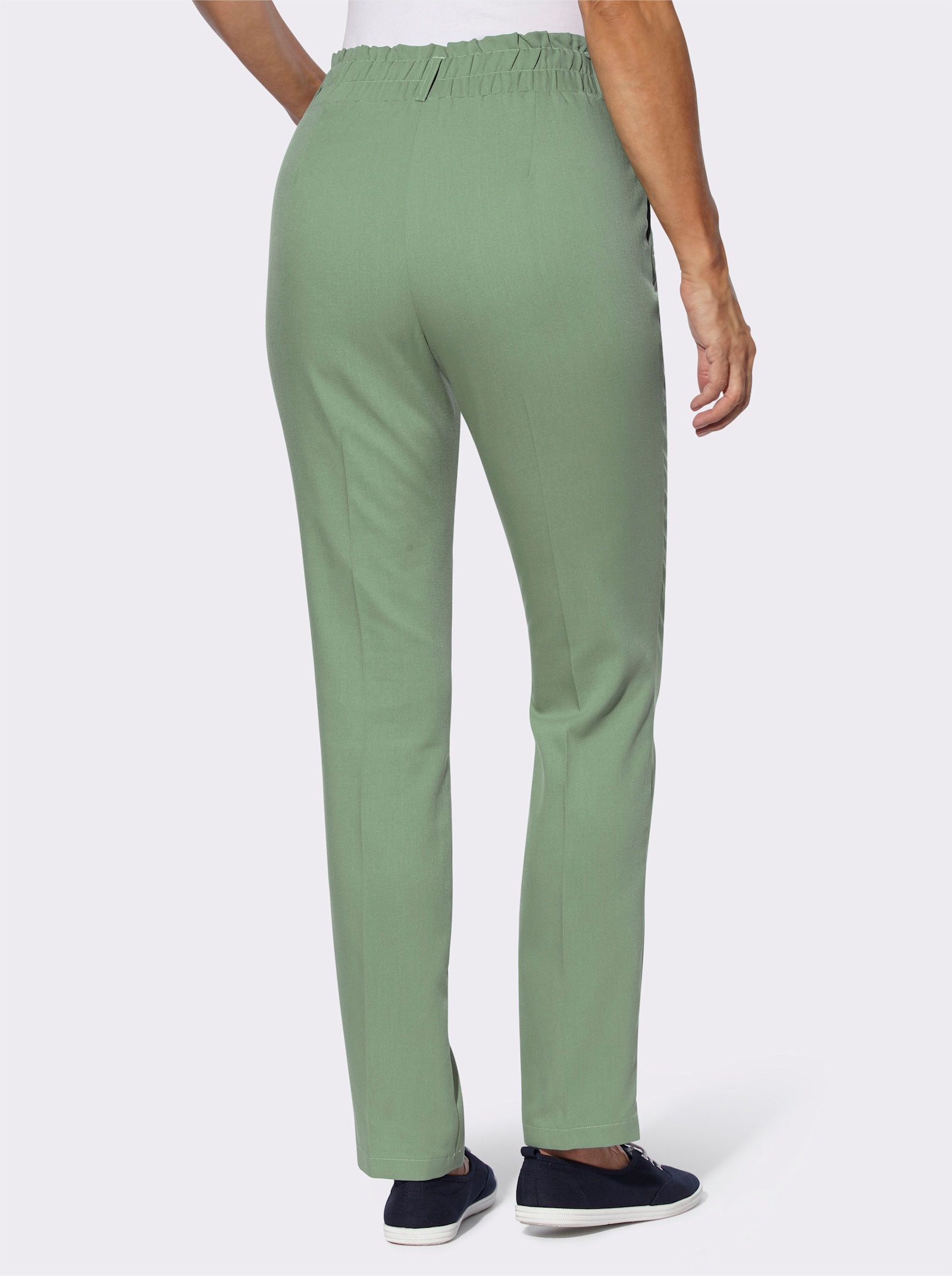 Comfortbroek met persplooien - eucalyptus