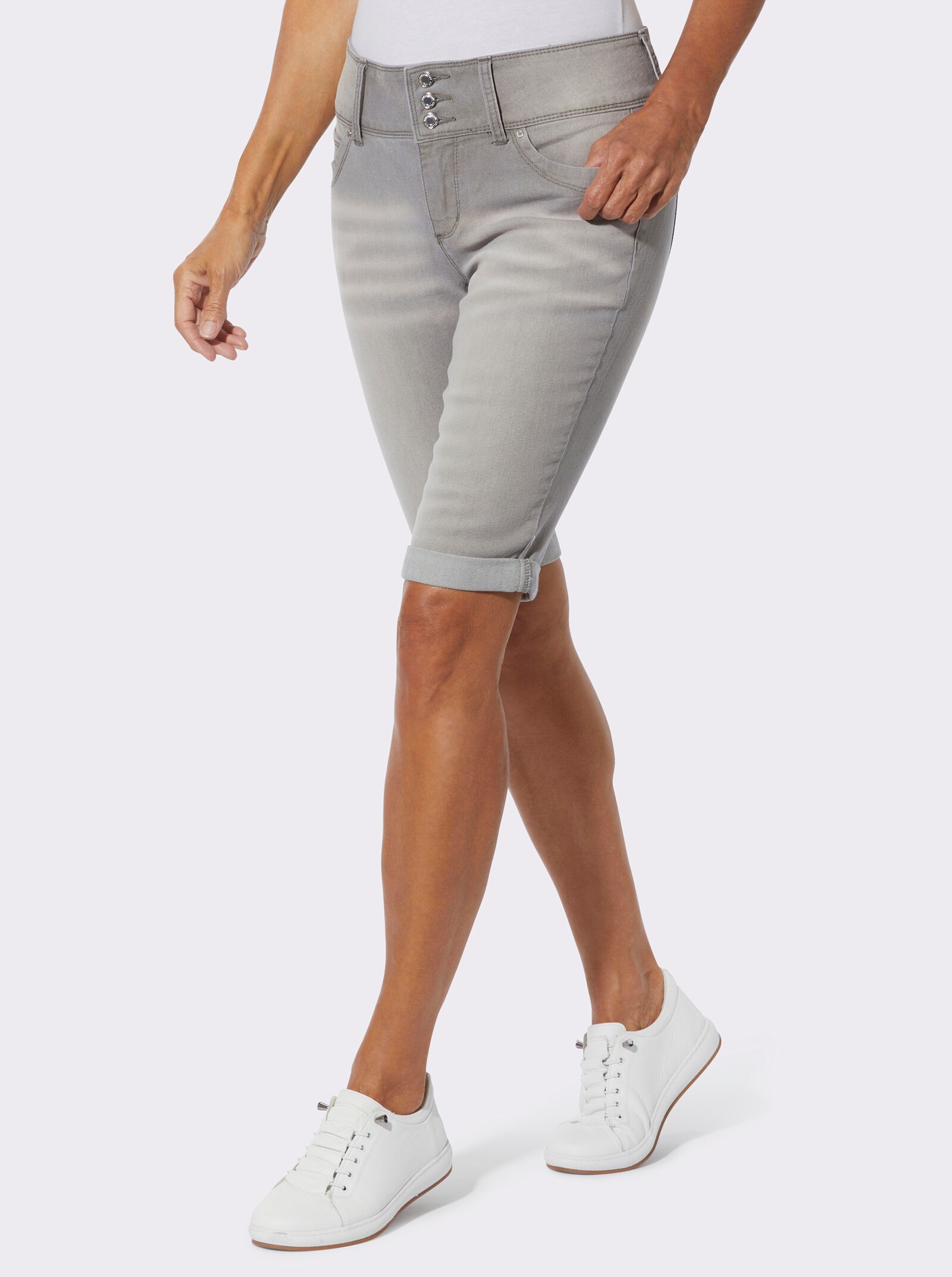 Bermudas mit gekrempeltem Saum - grey-denim