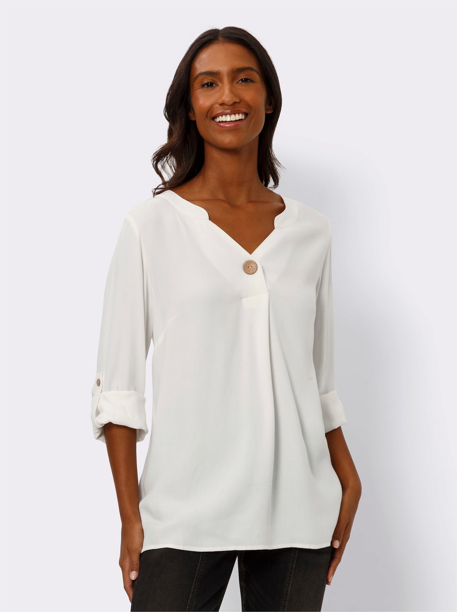 heine Schlupfbluse aus Viskose-Crêpe - ecru