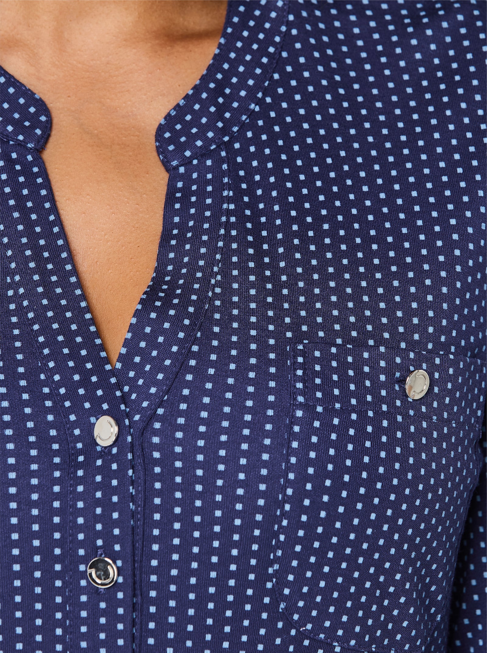 CREATION L PREMIUM Blusenshirt im Minimal-Dessin - marine-mittelblau-bedruckt