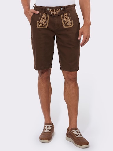 Trachtenhose mit Kontrast-Stickerei - schoko
