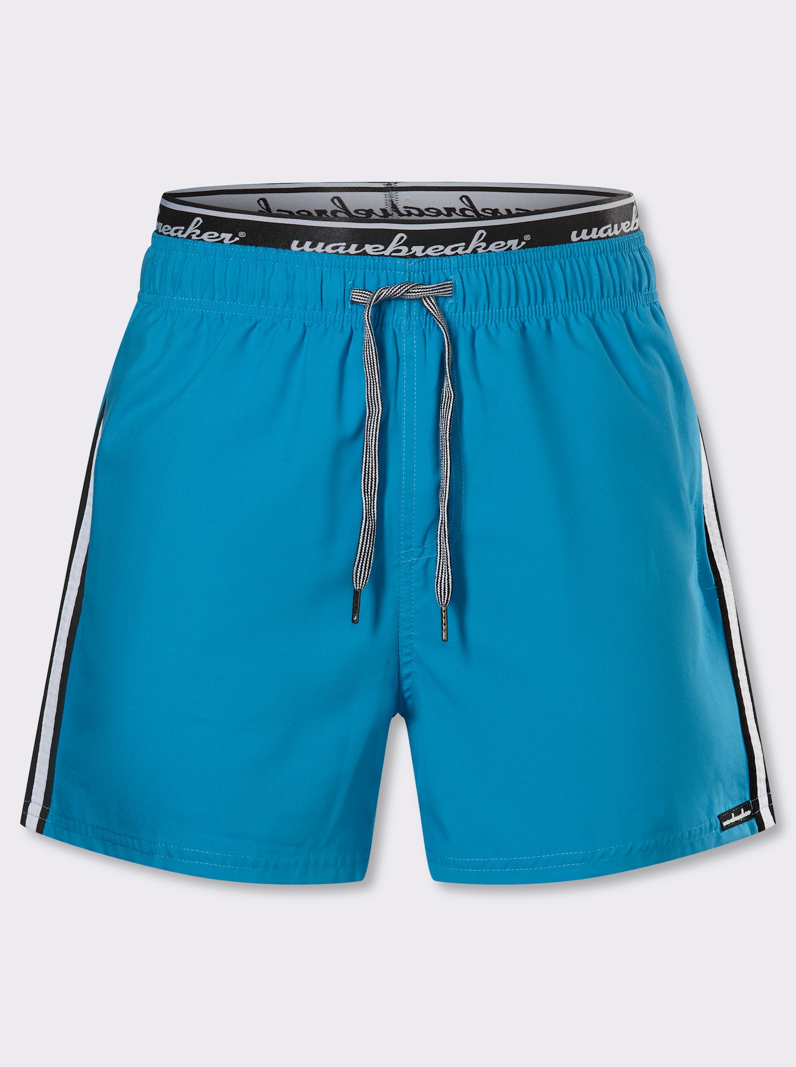 Badehose mit seitlichen Kontraststreifen - mittelblau