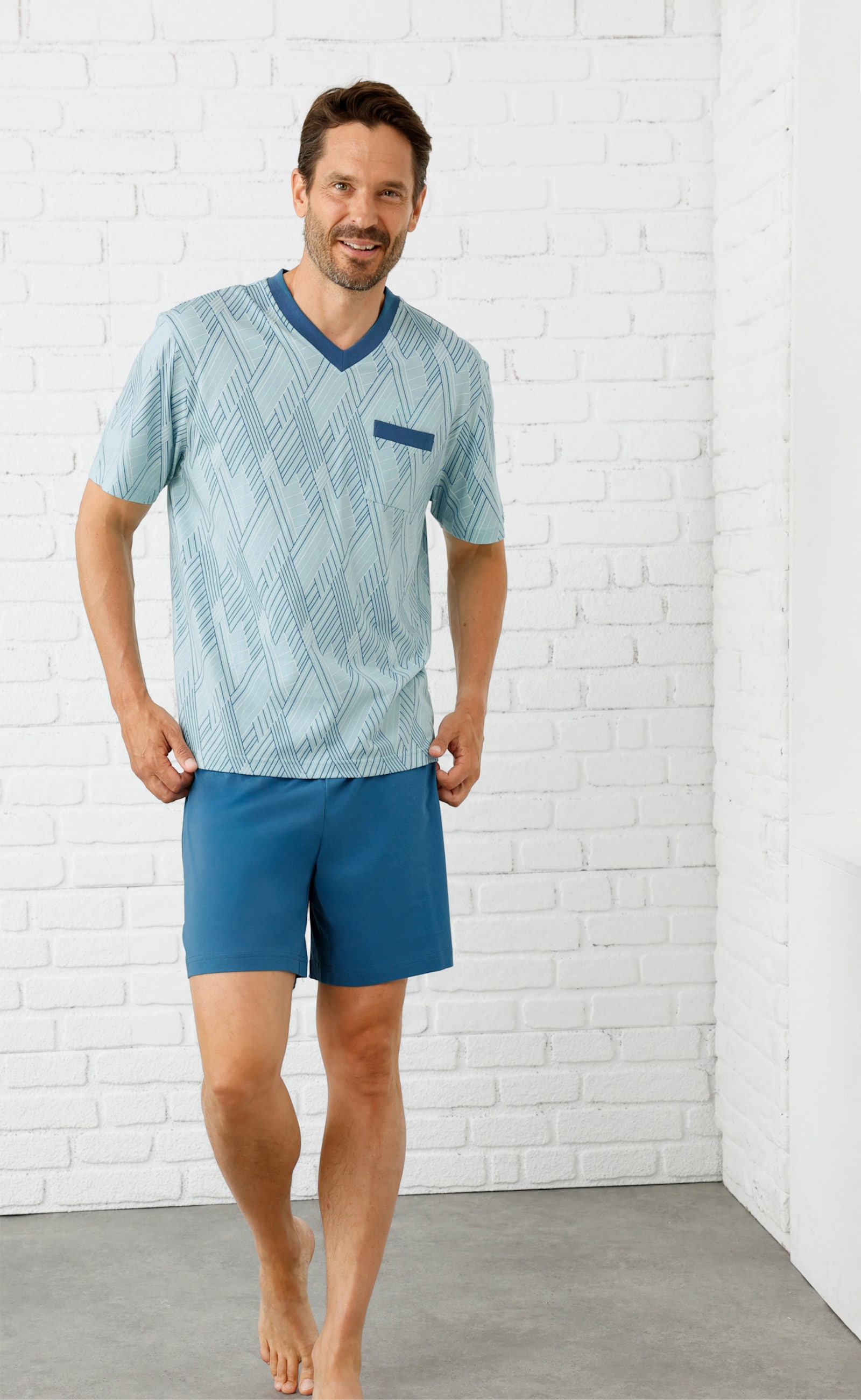 wäschepur men Shortys - marine-bedruckt + topas-bedruckt