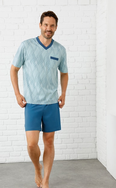 wäschepur men Shortys - marine-bedruckt + topas-bedruckt