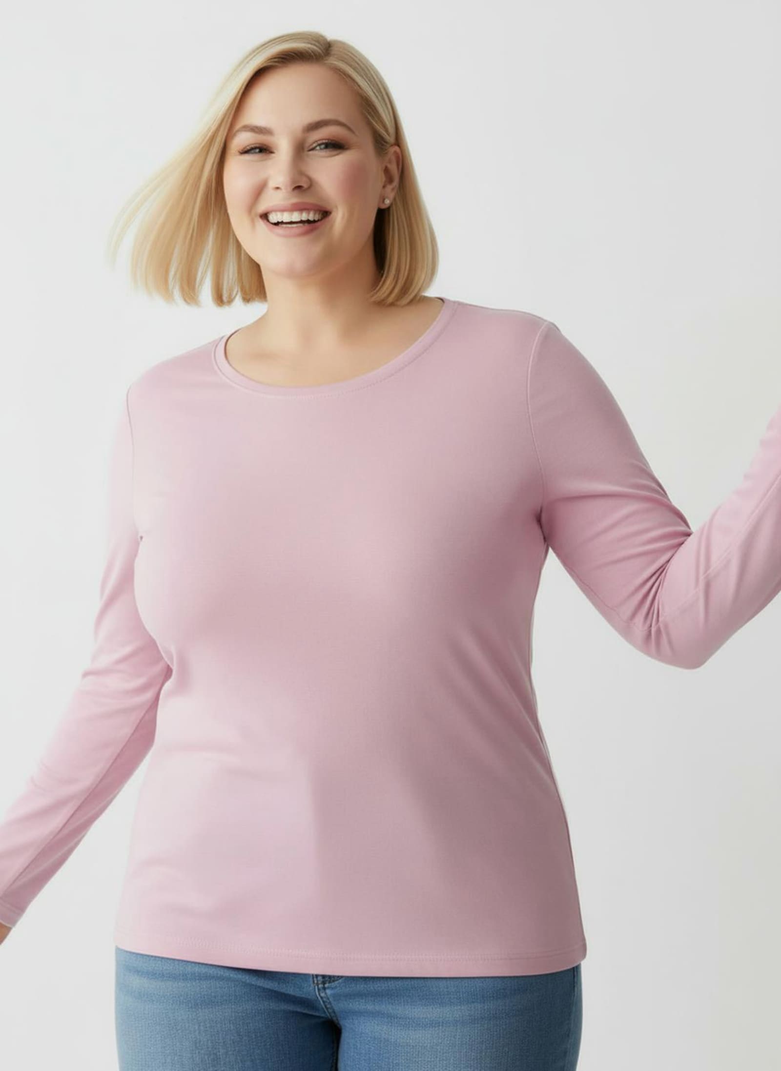 Rundhalsshirt mit zertifizierter Baumwolle - rosé