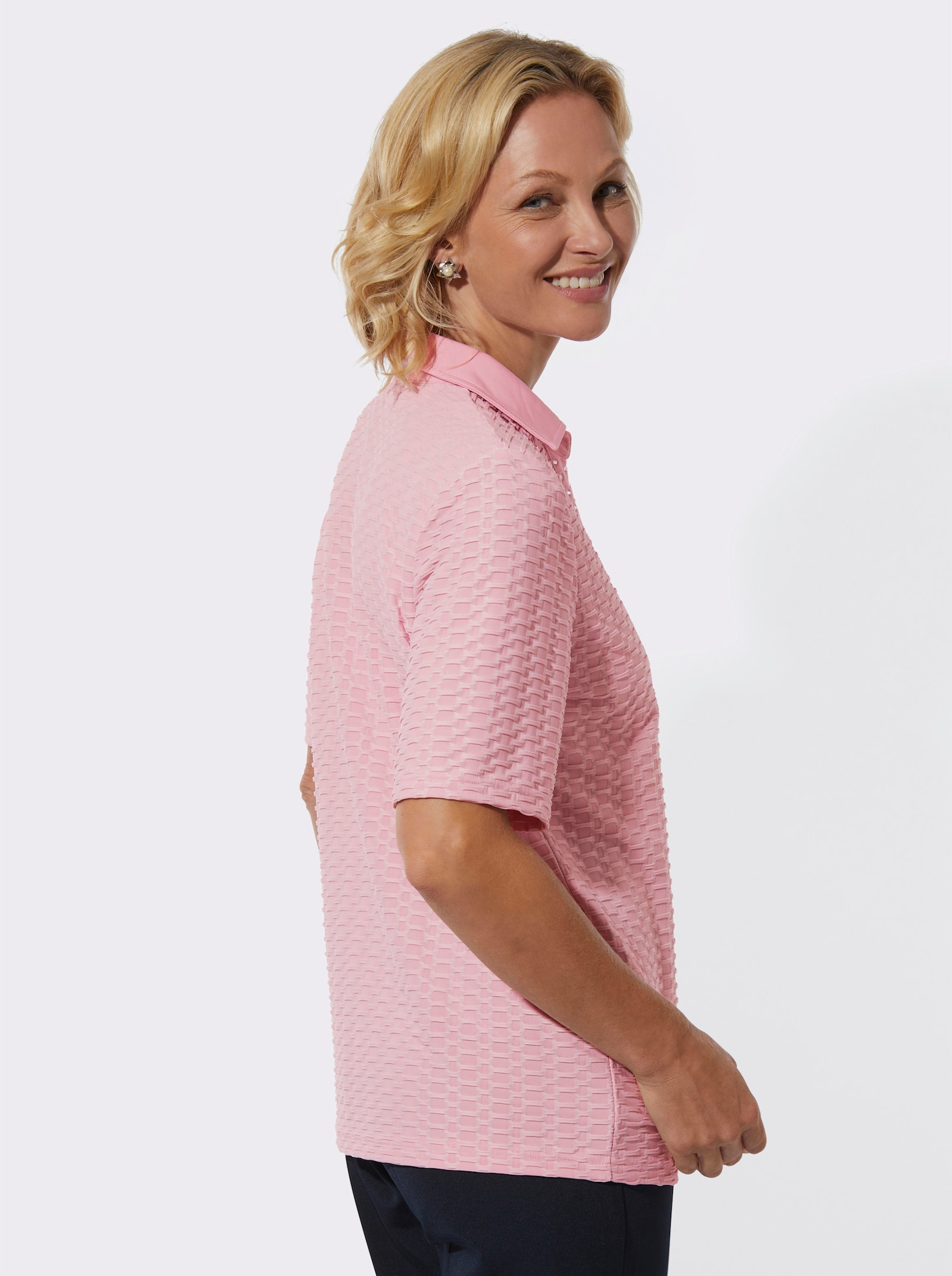 Poloshirt in Struktur-Qualität - rosé