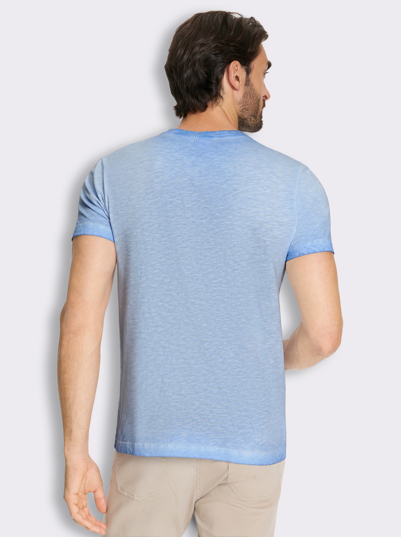 Kurzarmshirt aus reiner Baumwolle - himmelblau