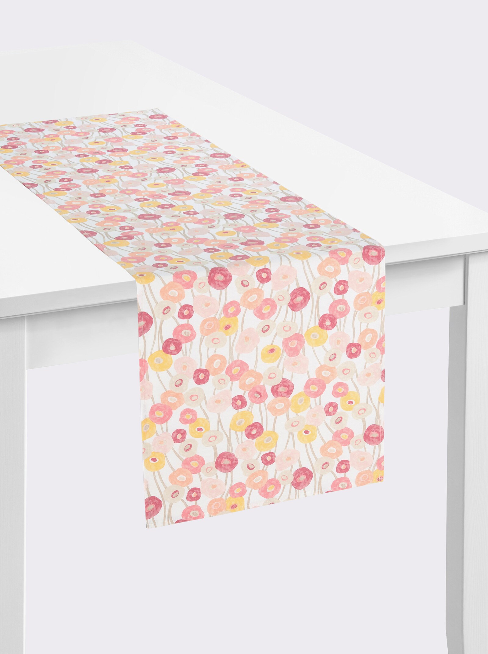 Tischdecke - weiß-apricot-bedruckt