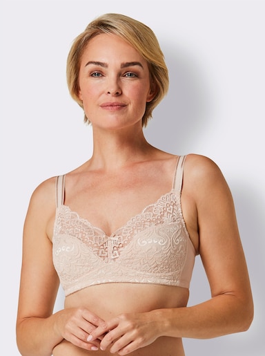 wäschepur BH ohne Bügel mit floraler Spitze - elfenbein