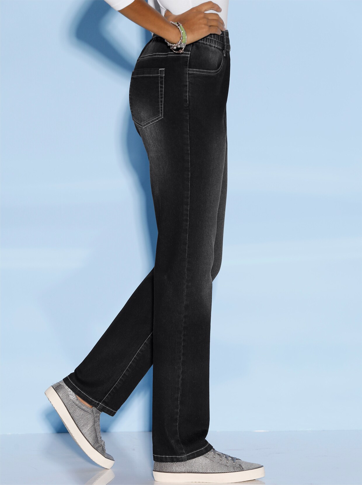 High waist jeans - black denim