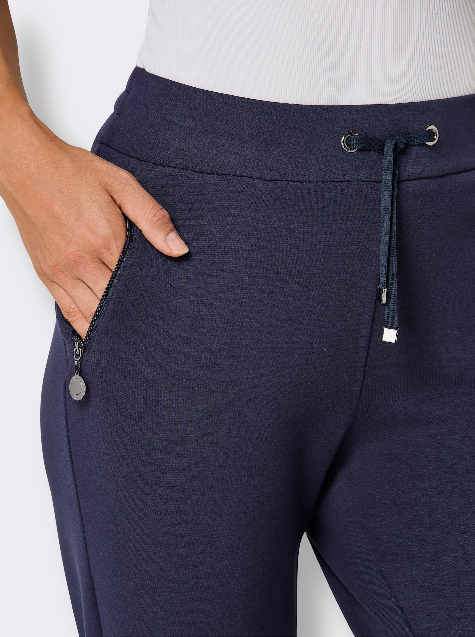 CREATION L PREMIUM Jogg Pants mit Ziertaschen - marine