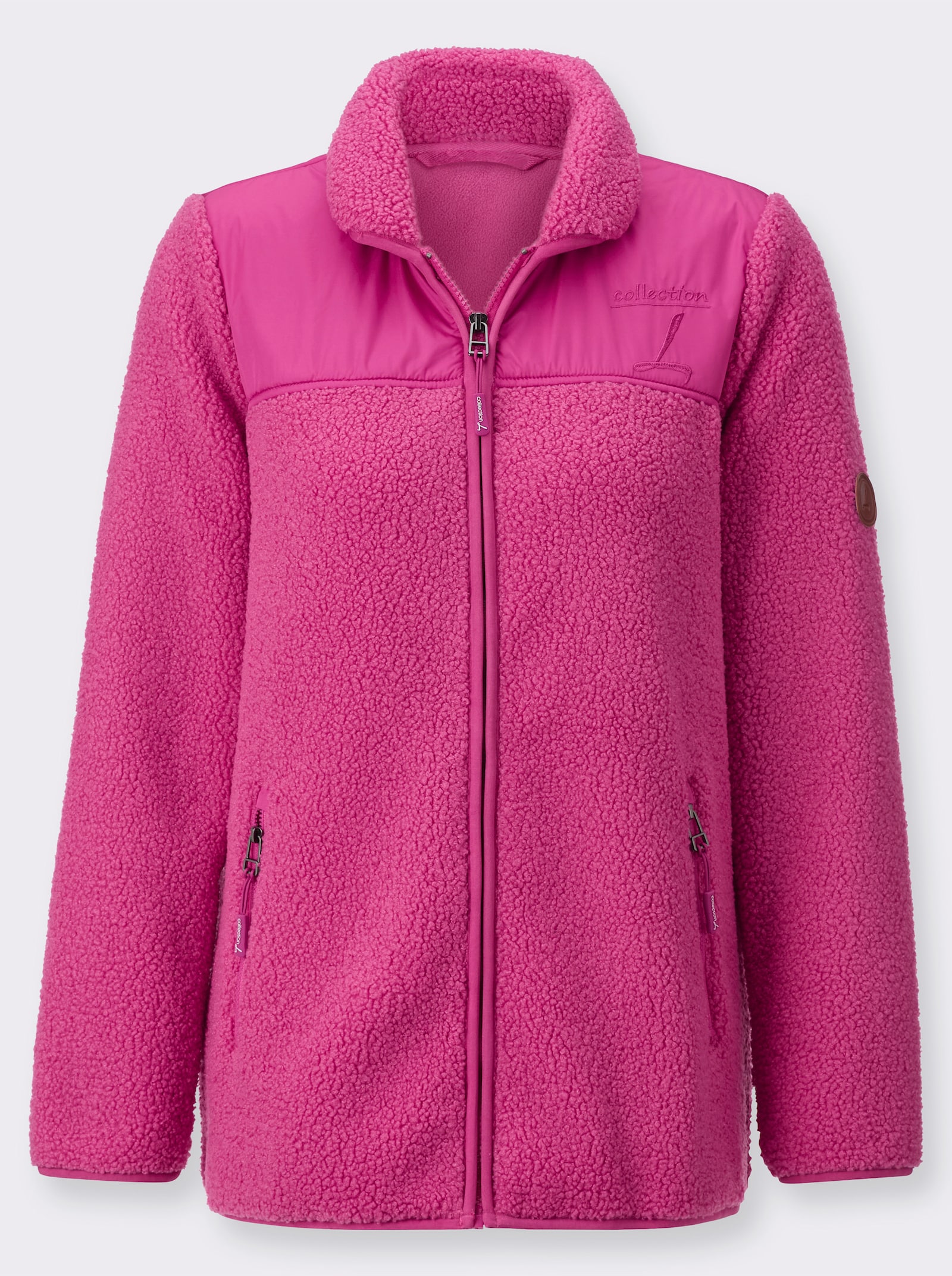 Jacke im Material-Mix - fuchsia