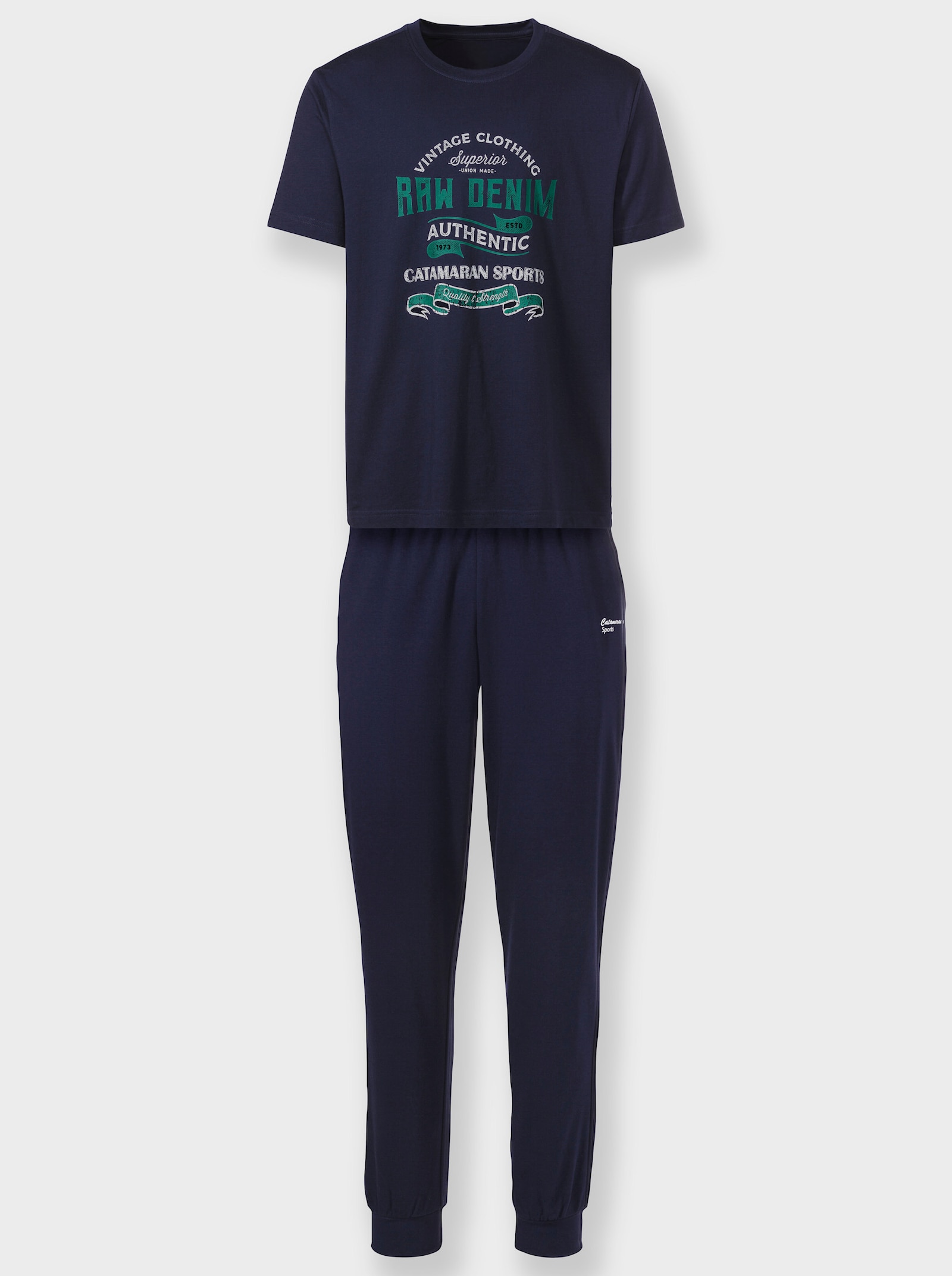 Catamaran Sports Freizeitanzug aus Shirt und Jogginghose - marine-grün