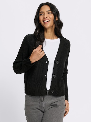 Strickjacke im Patentstrick - schwarz