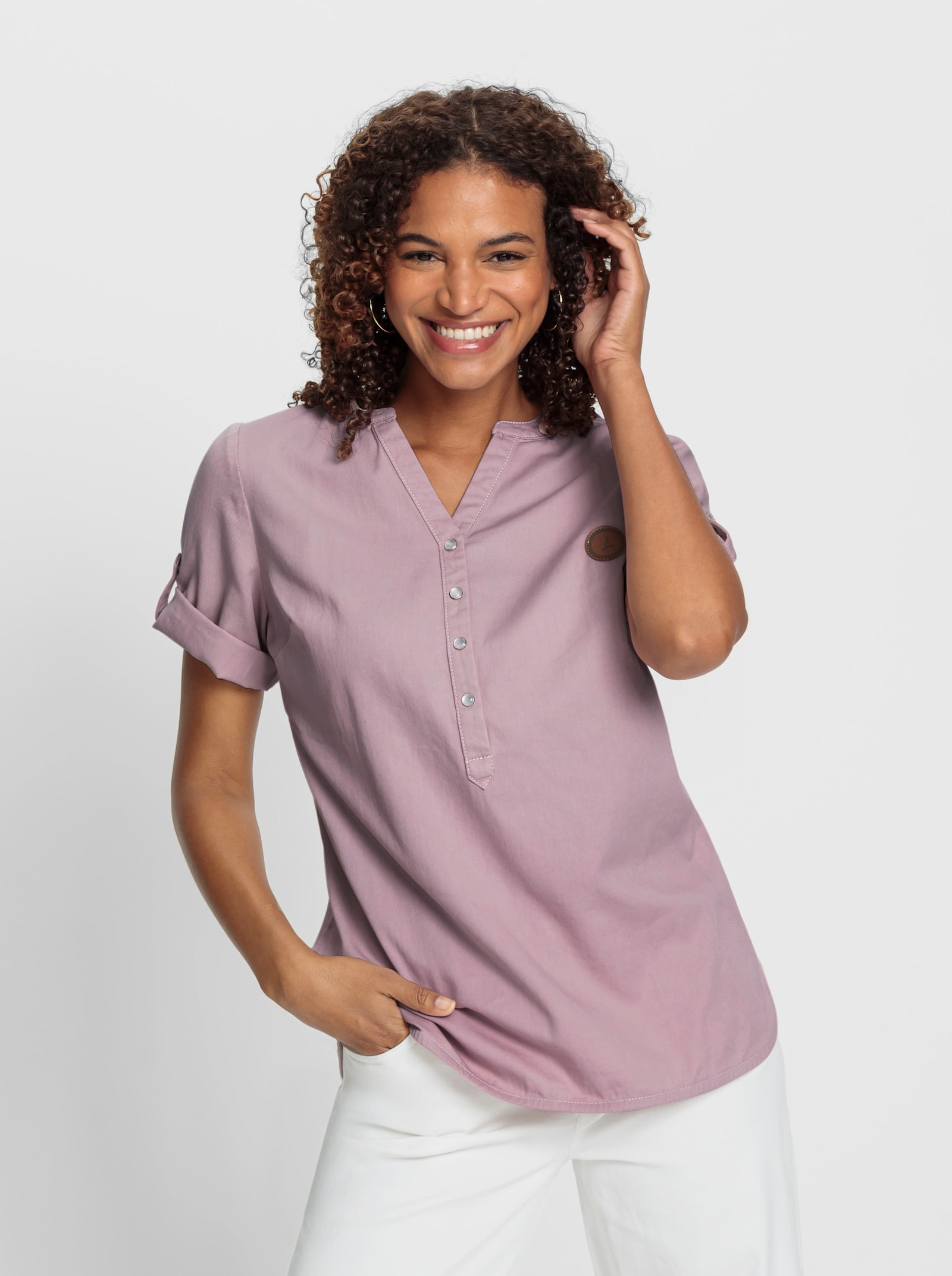 Jeanstunika mit Seitenschlitzen - mauve